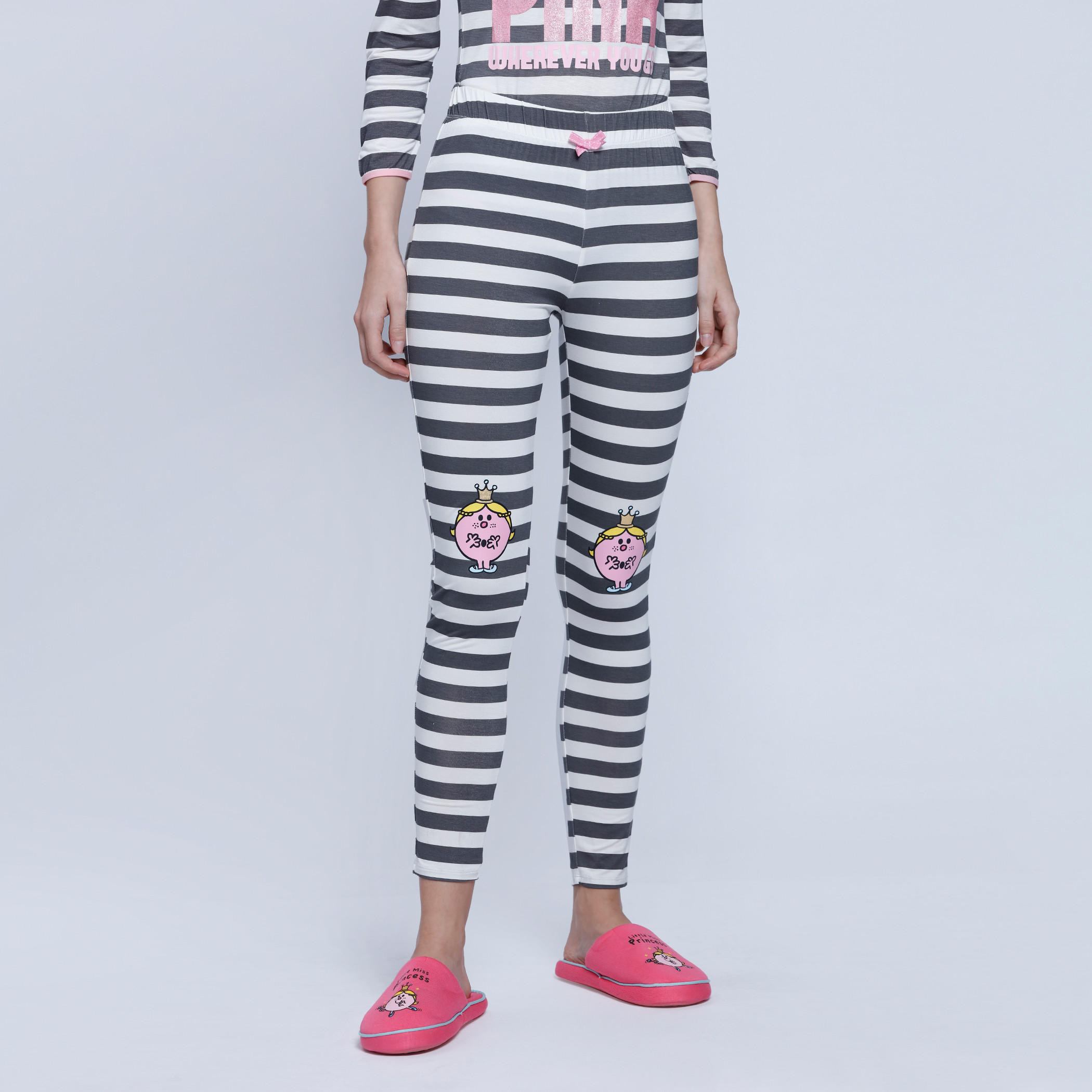 Printed Full Length Leggings with Elasticised Waistband-women-clothing-nightwear-pyjamas-bottoms-image-1