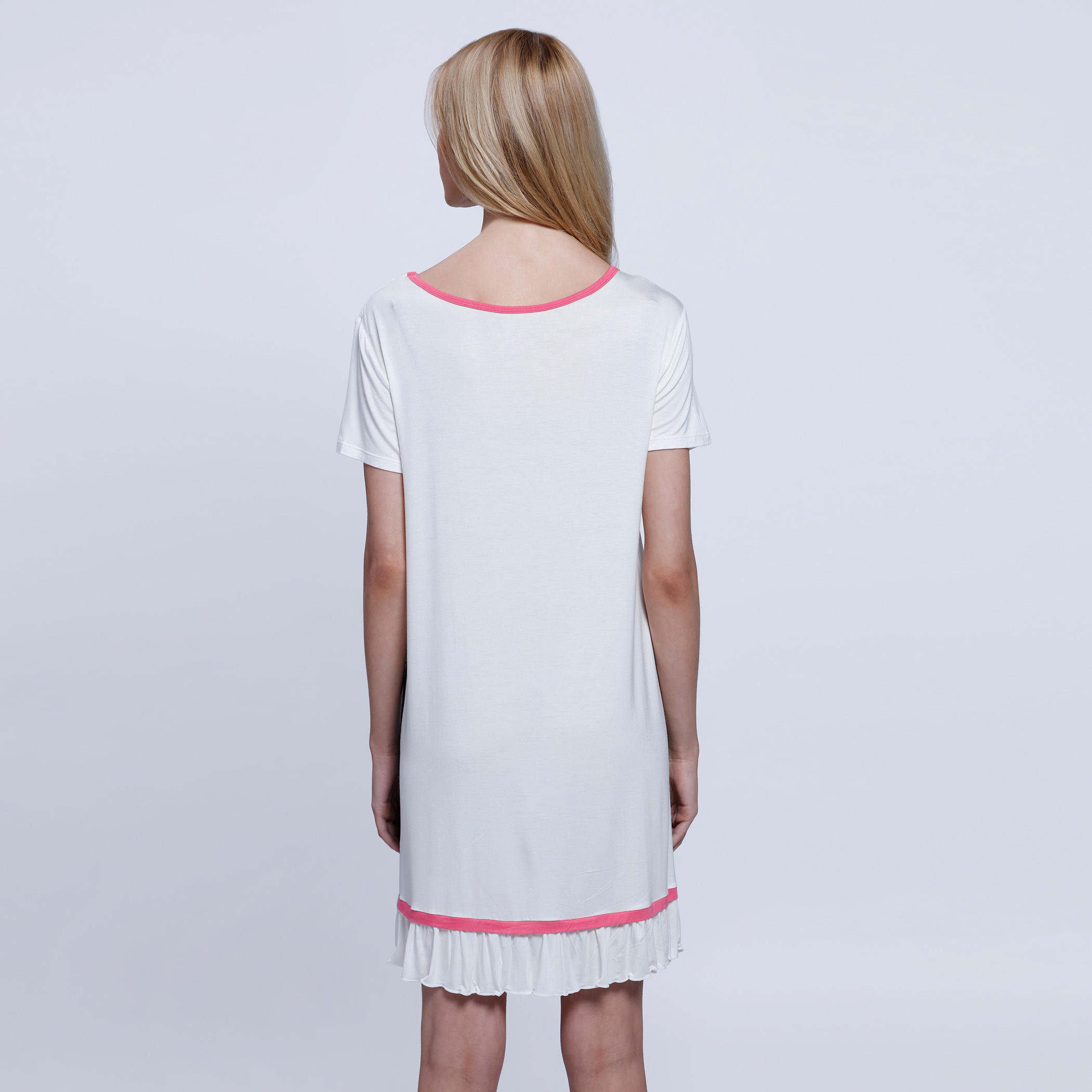 Printed Dress with Round Neck and Short Sleeves-women-clothing-nightwear-nighties-image-2