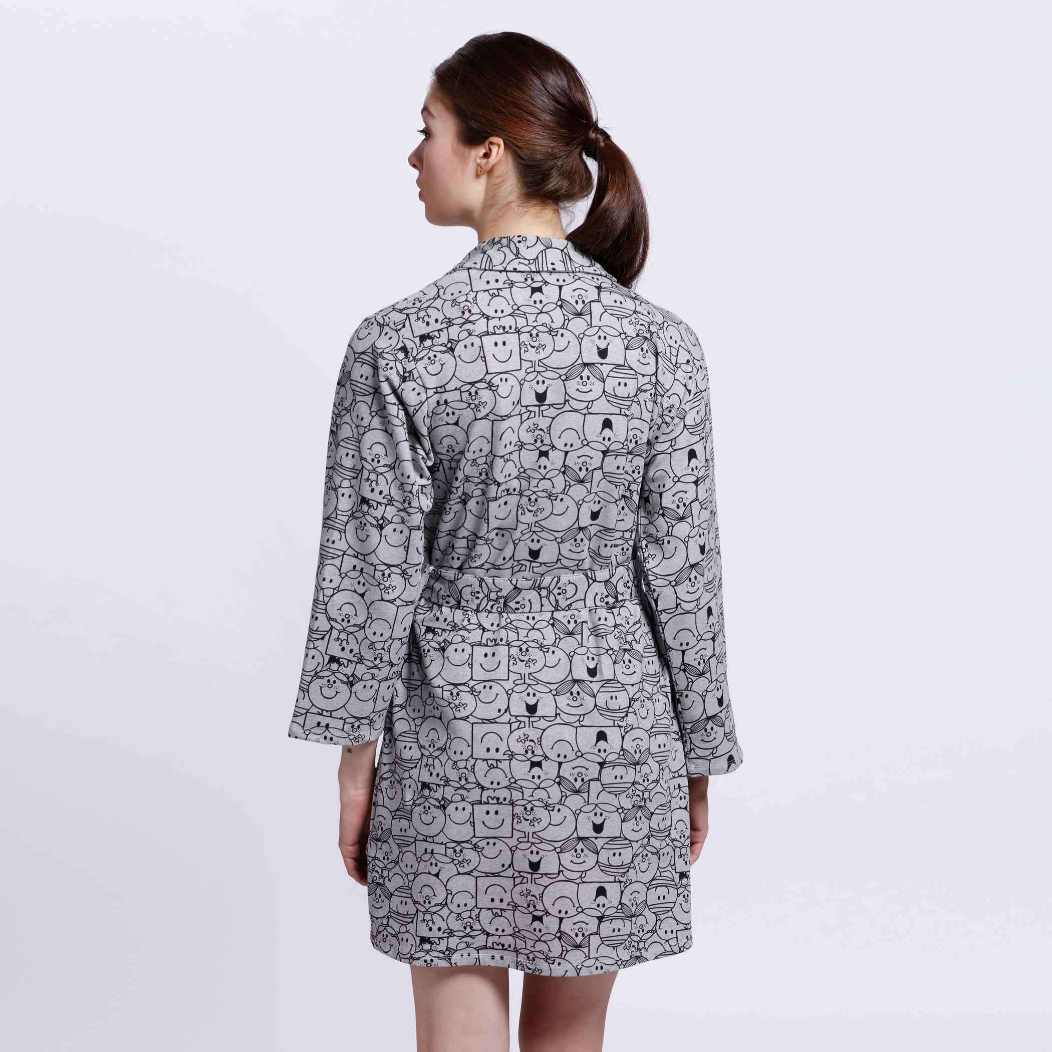 Smiley Print Sleep Robe with Tie-Up-women-clothing-nightwear-robes-image-2