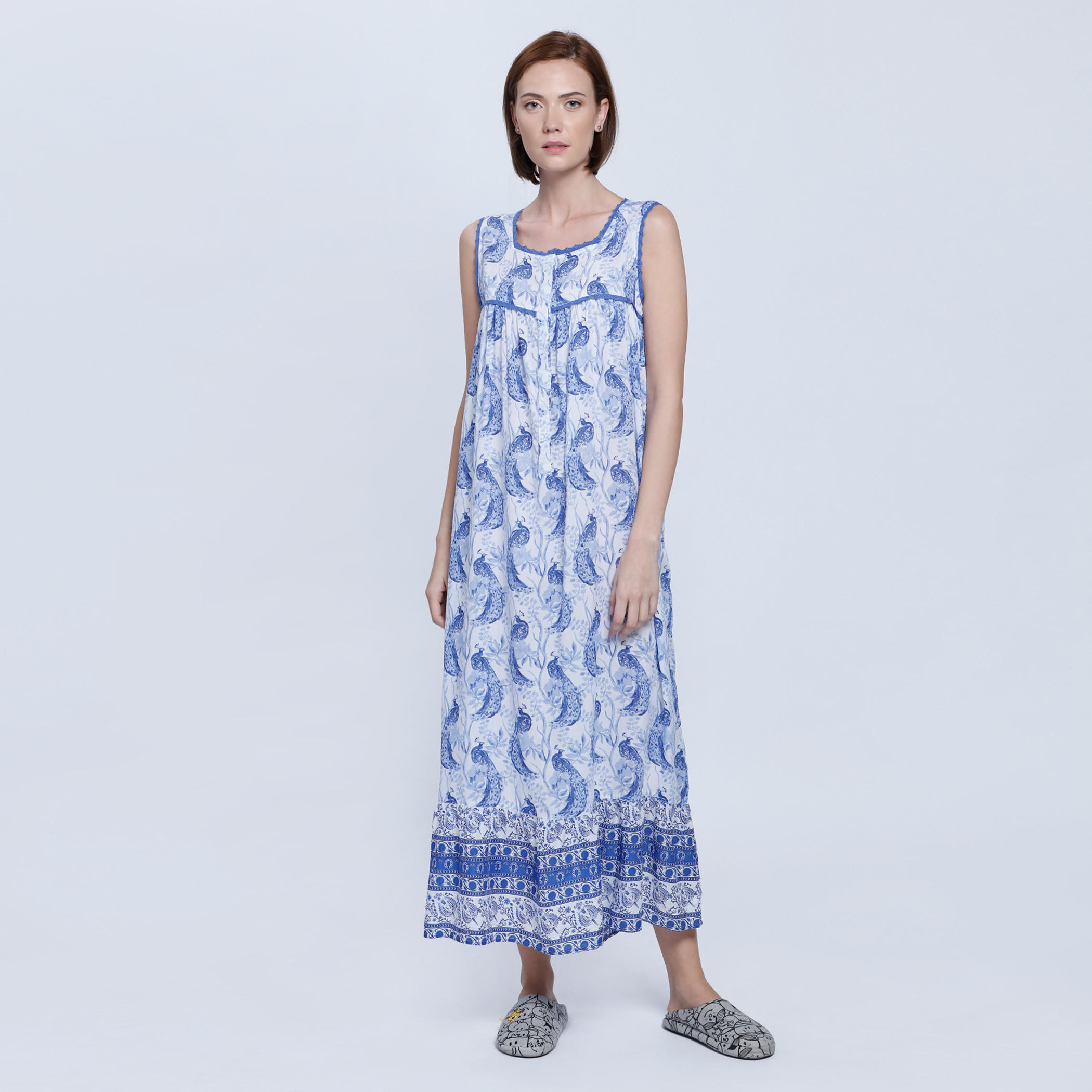 Printed Sleeveless Maxi Dress-women-clothing-nightwear-nighties-image-1