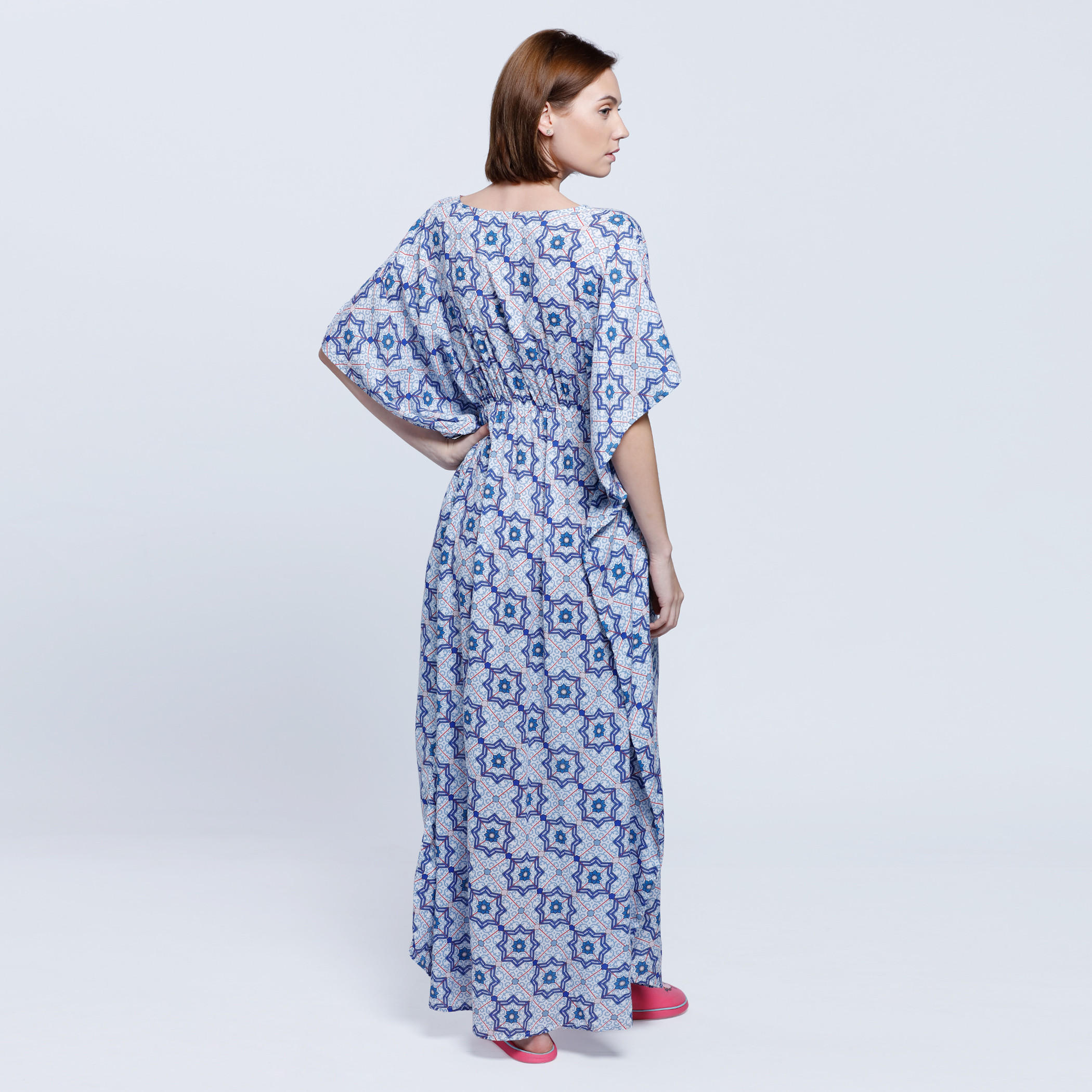 Printed V-Neck Kaftan Dress-women-clothing-nightwear-nighties-image-2