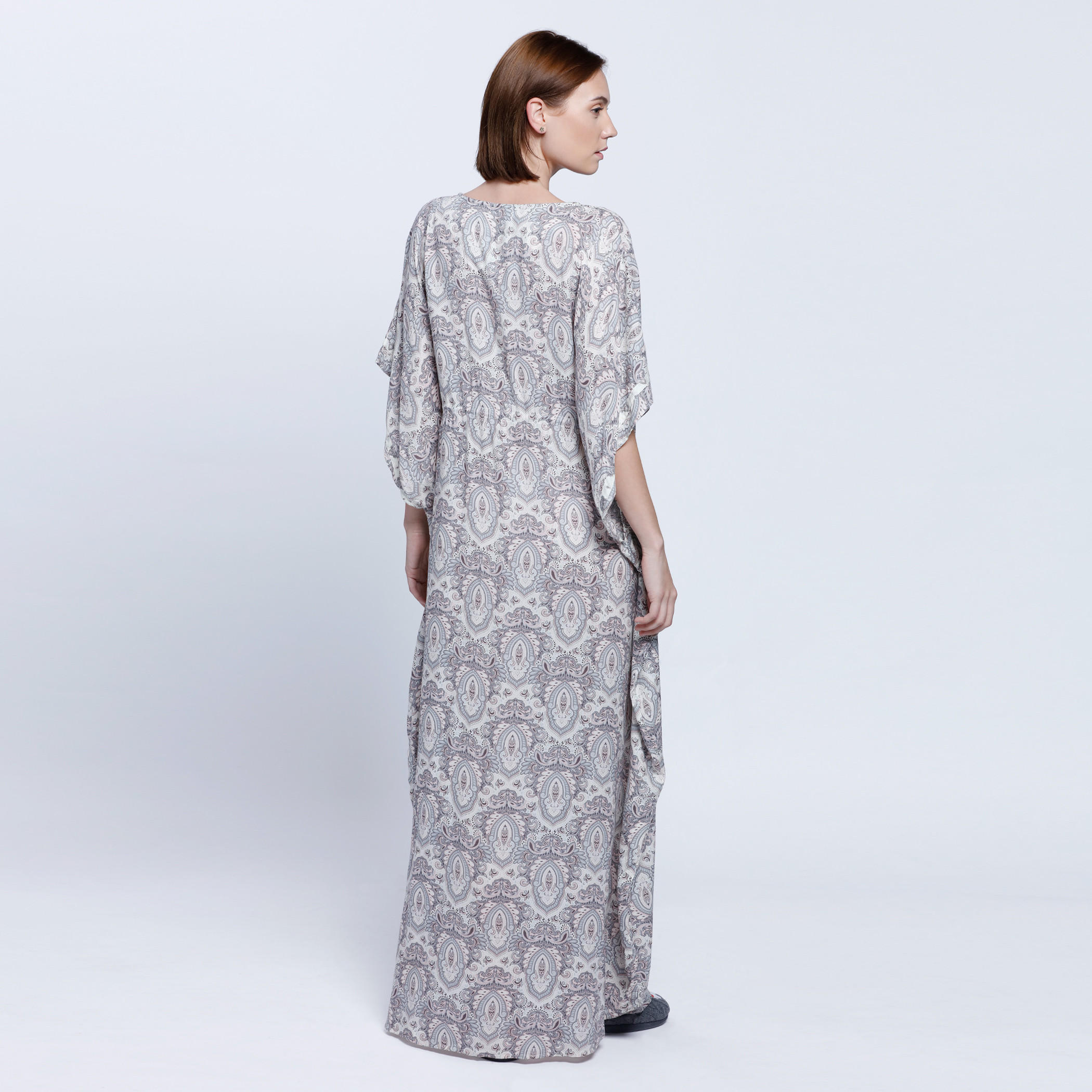 Printed V-Neck Kaftan Dress-women-clothing-nightwear-nighties-image-2
