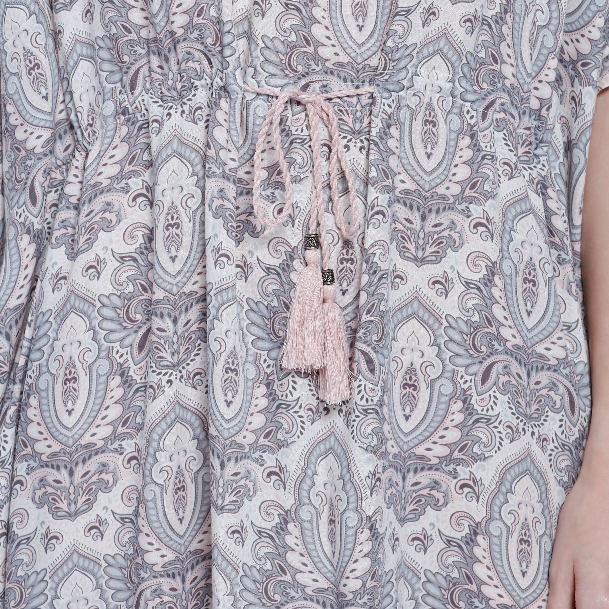 Printed V-Neck Kaftan Dress-women-clothing-nightwear-nighties-image-4
