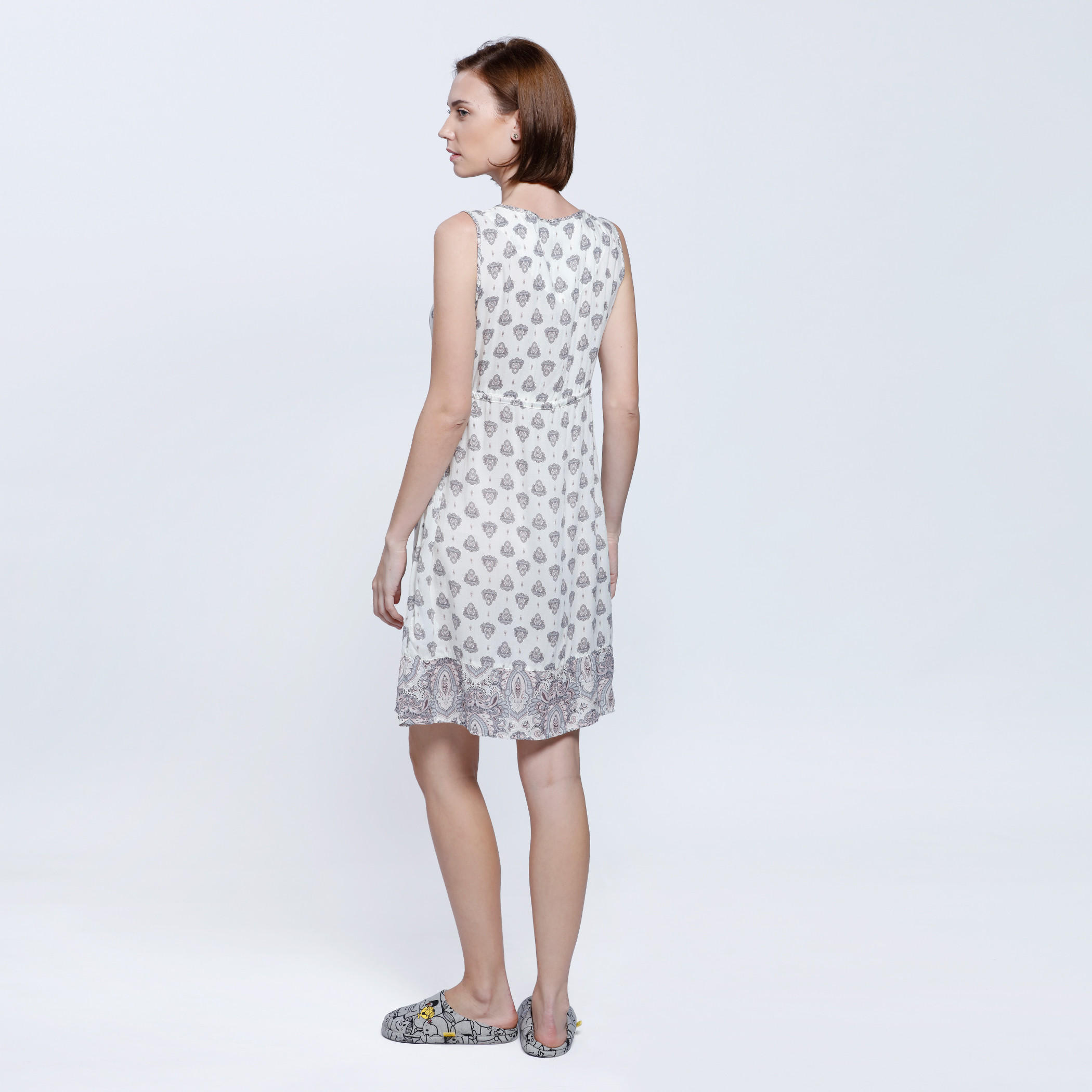 Printed V-Neck Dress-women-clothing-nightwear-nighties-image-2