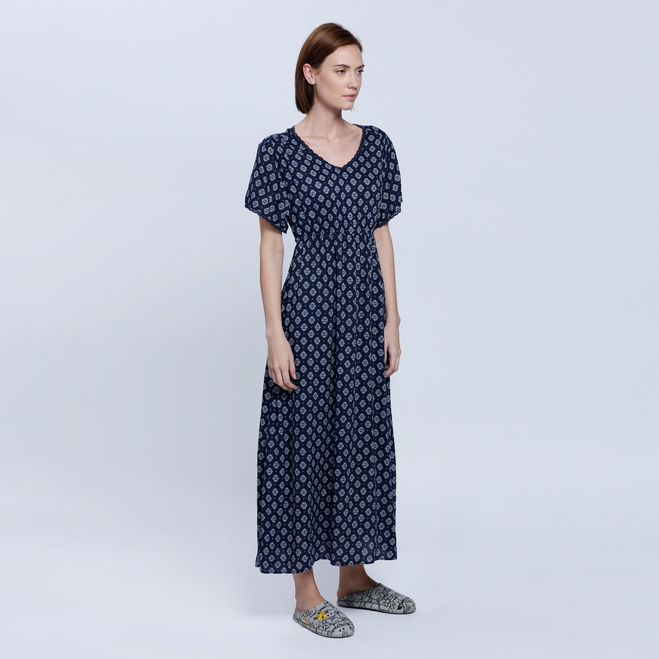 Printed V-Neck Maxi Dress-women-clothing-nightwear-nighties-image-3