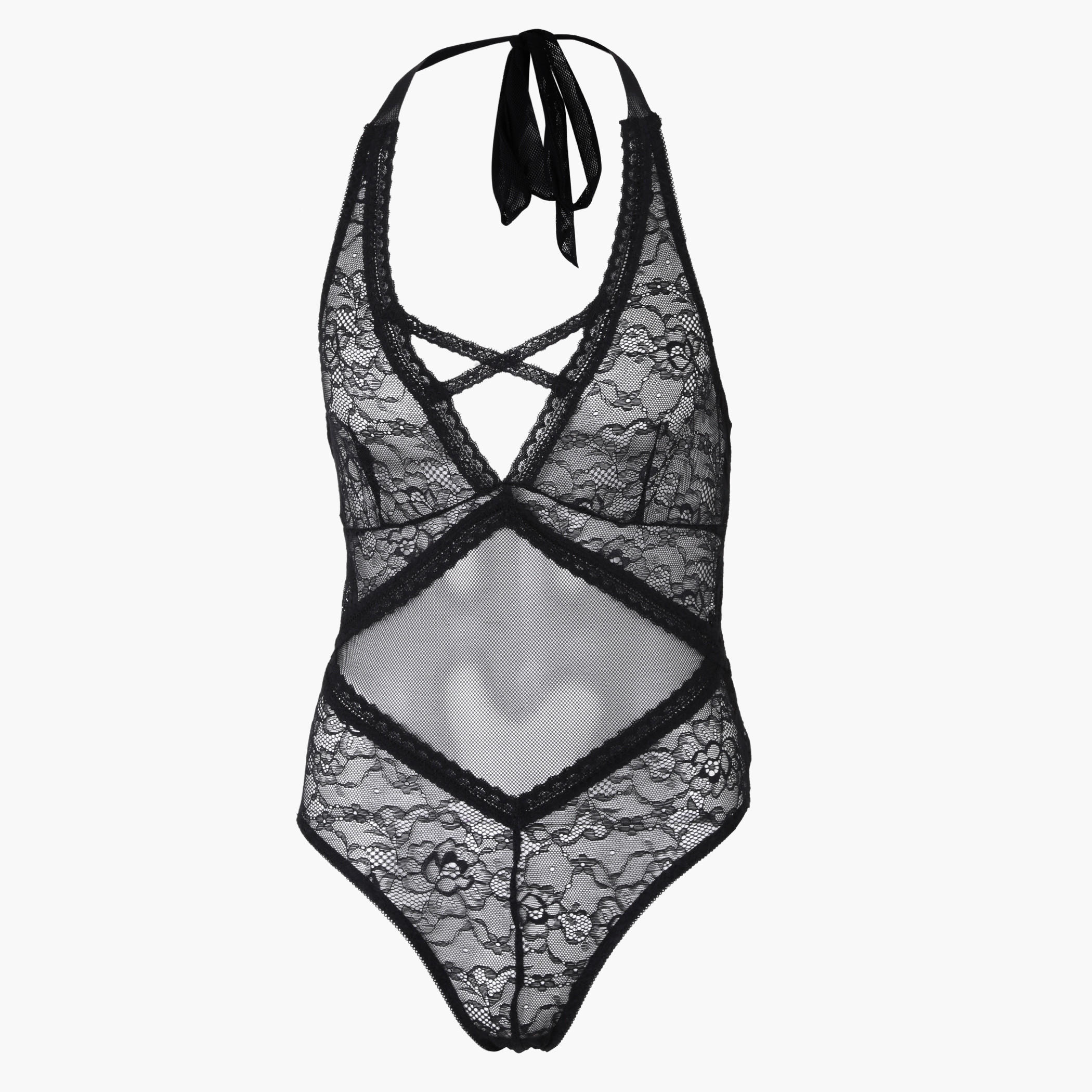Babydoll with Lace Detail and Tie-Up Back-women-clothing-lingerie-babydollsandbodysuits-image-1