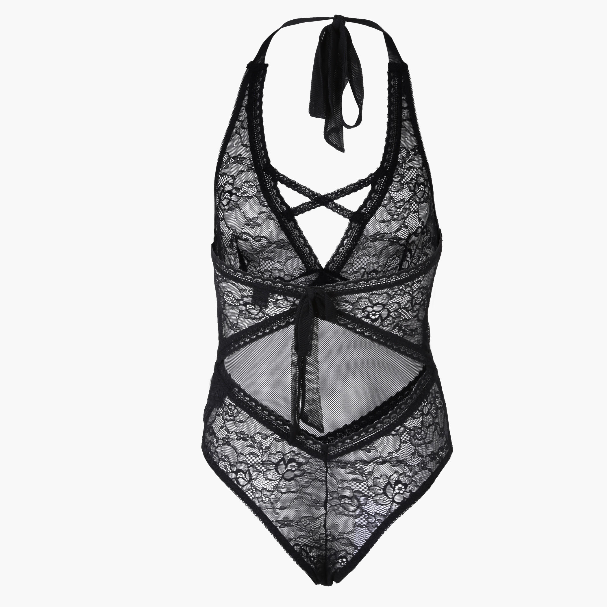 Babydoll with Lace Detail and Tie-Up Back-women-clothing-lingerie-babydollsandbodysuits-image-2
