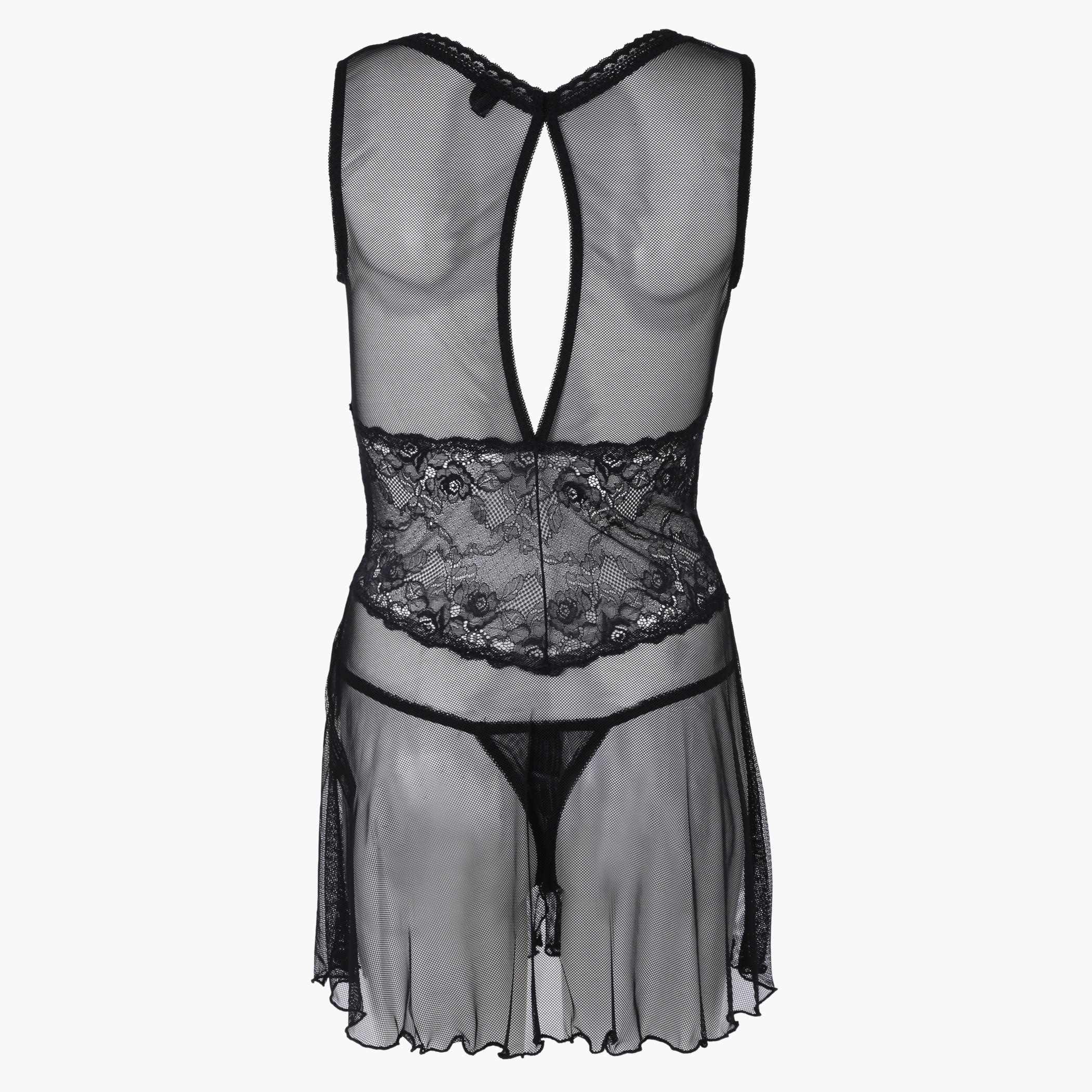 Babydoll with Lace Detail and Spaghetti Straps-women-clothing-lingerie-babydollsandbodysuits-image-2