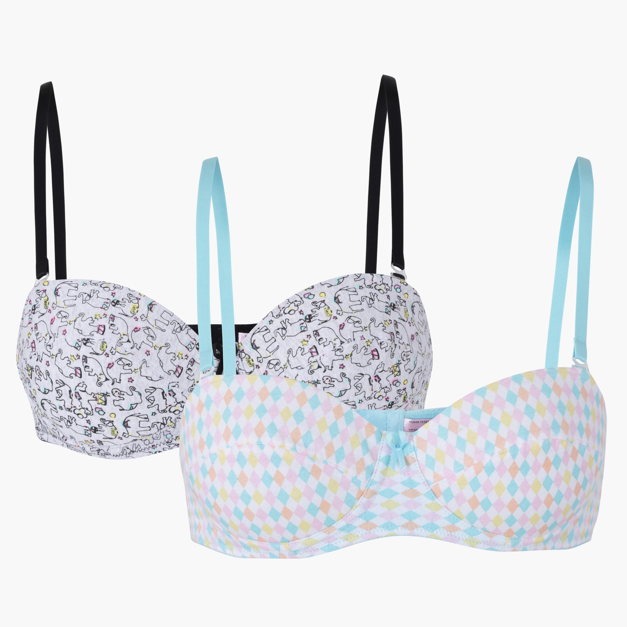 Printed Padded Bra with Adjustable Straps - Set of 2-women-clothing-lingerie-bras-image-1