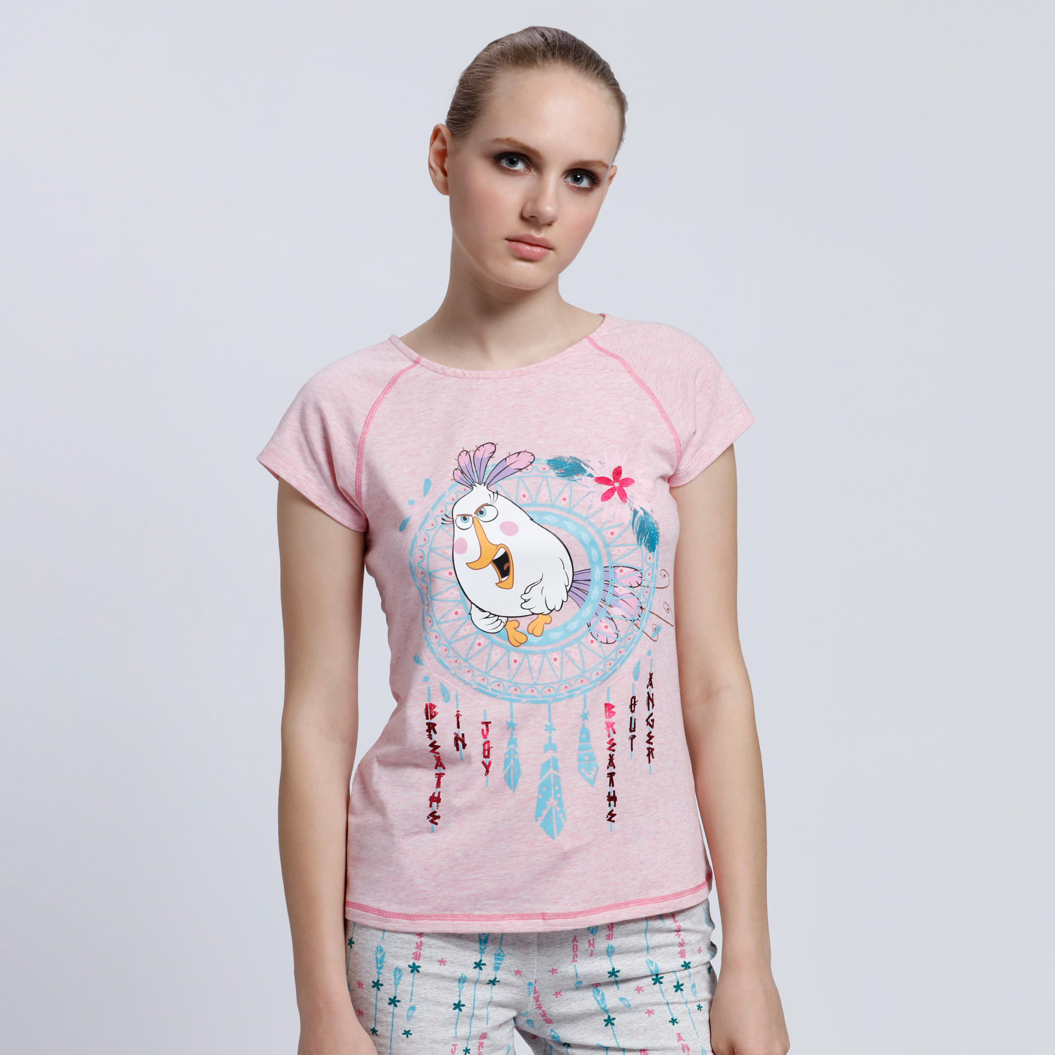 Printed T-Shirt and Shorts Set-women-clothing-nightwear-pyjamas-longsets-image-1