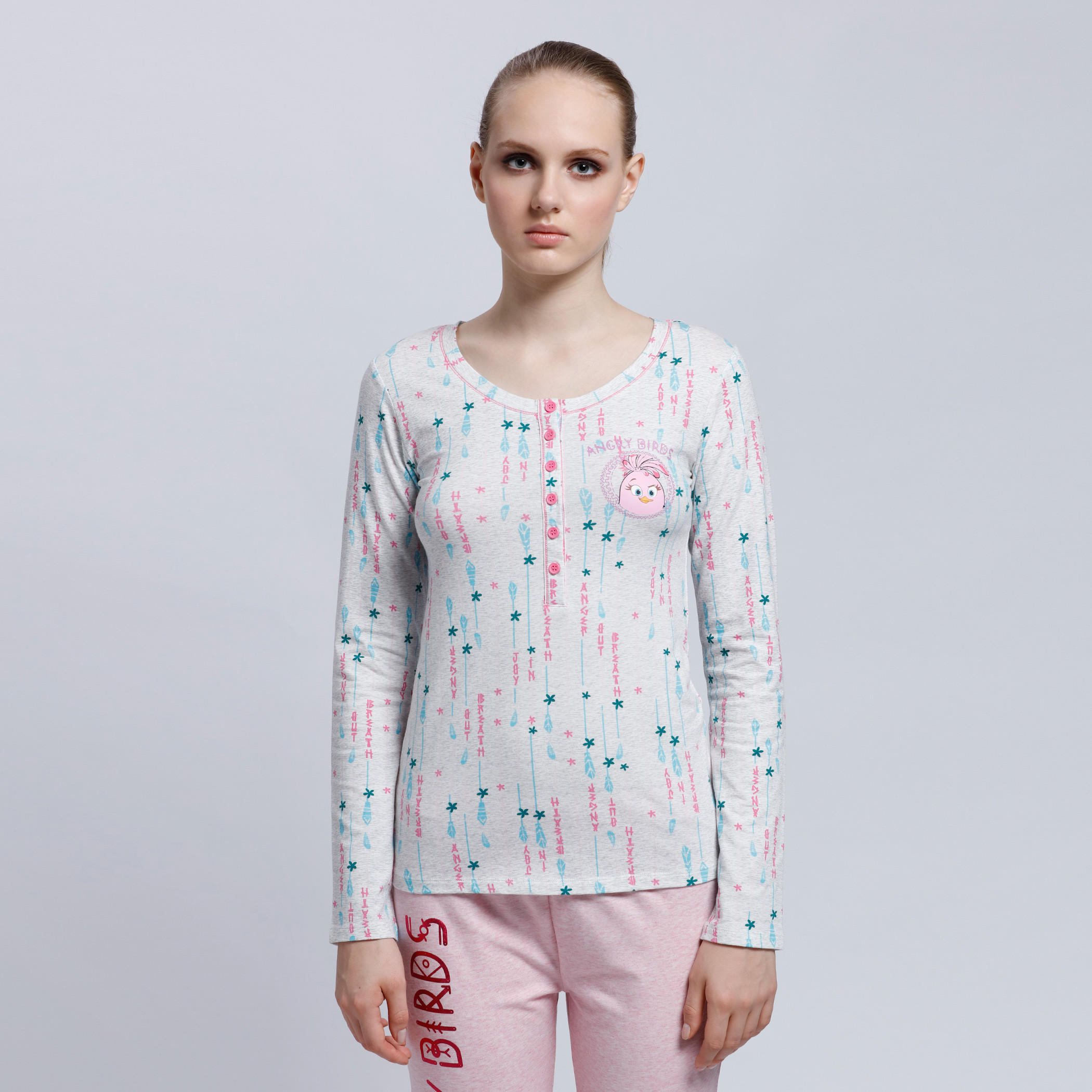 طقم بنطال بيجاما وتيشيرت بأكمام طويلة وطبعات-women-clothing-nightwear-pyjamas-longsets-image-4