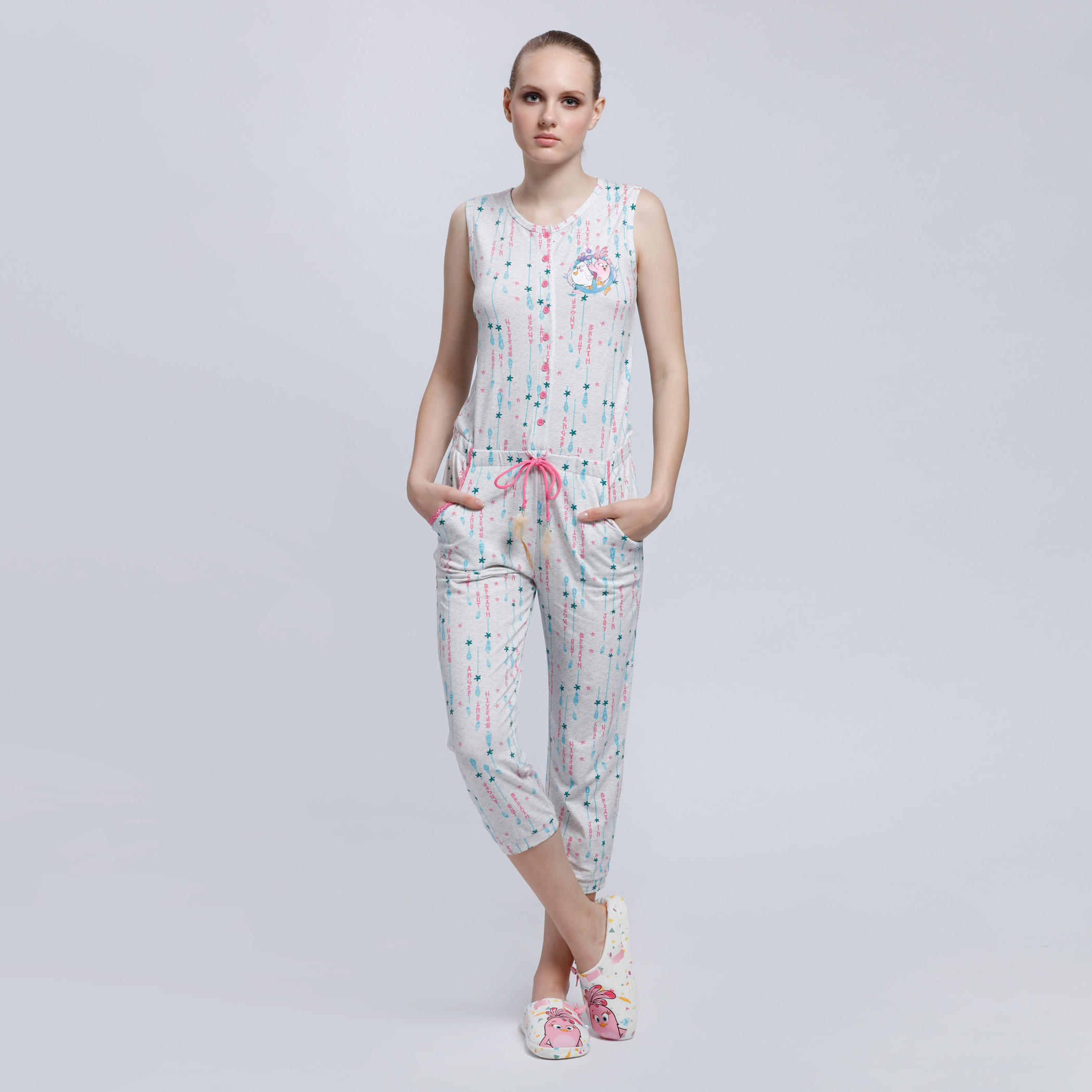 Printed Full Length Jumpsuit-women-clothing-nightwear-nighties-image-1