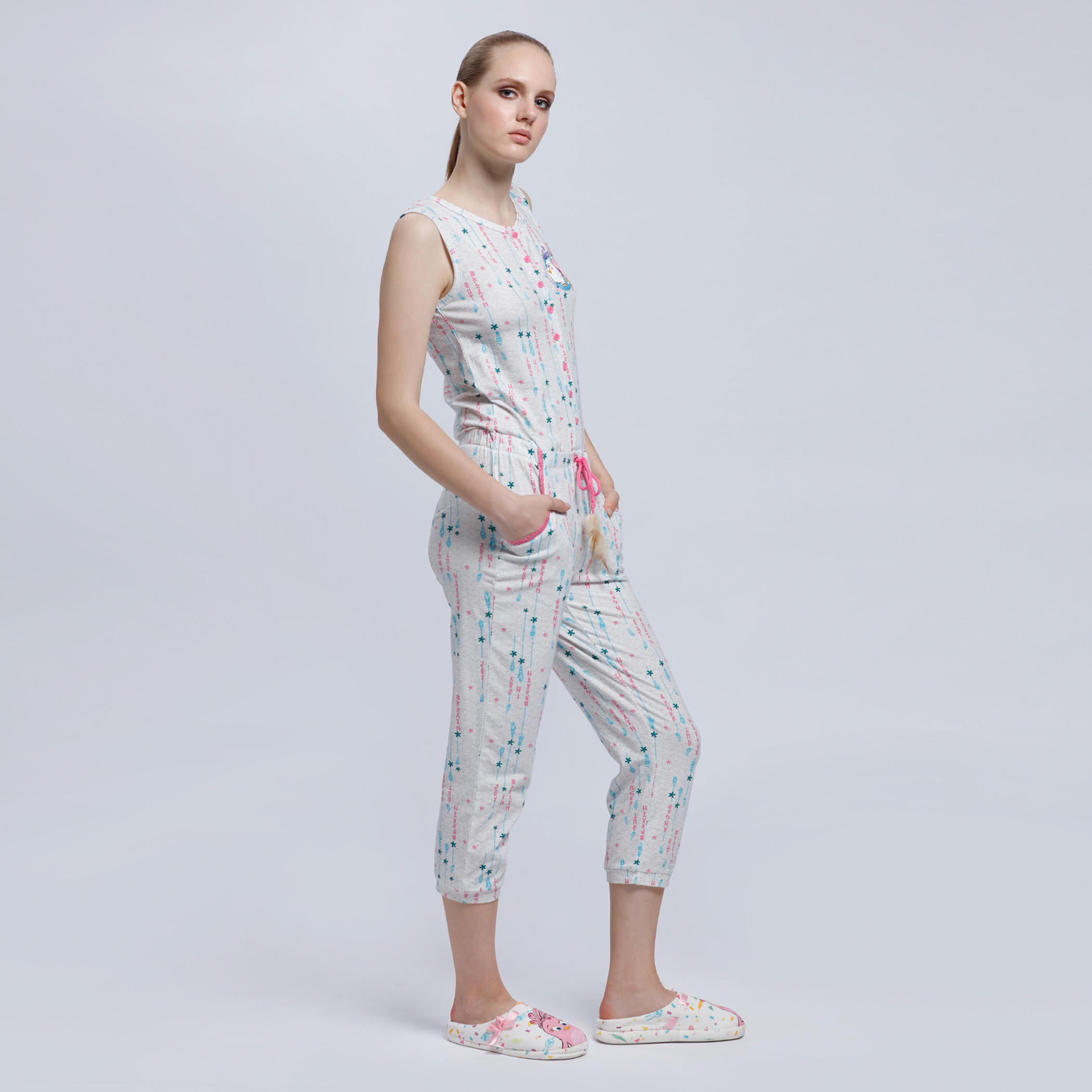 Printed Full Length Jumpsuit-women-clothing-nightwear-nighties-image-3