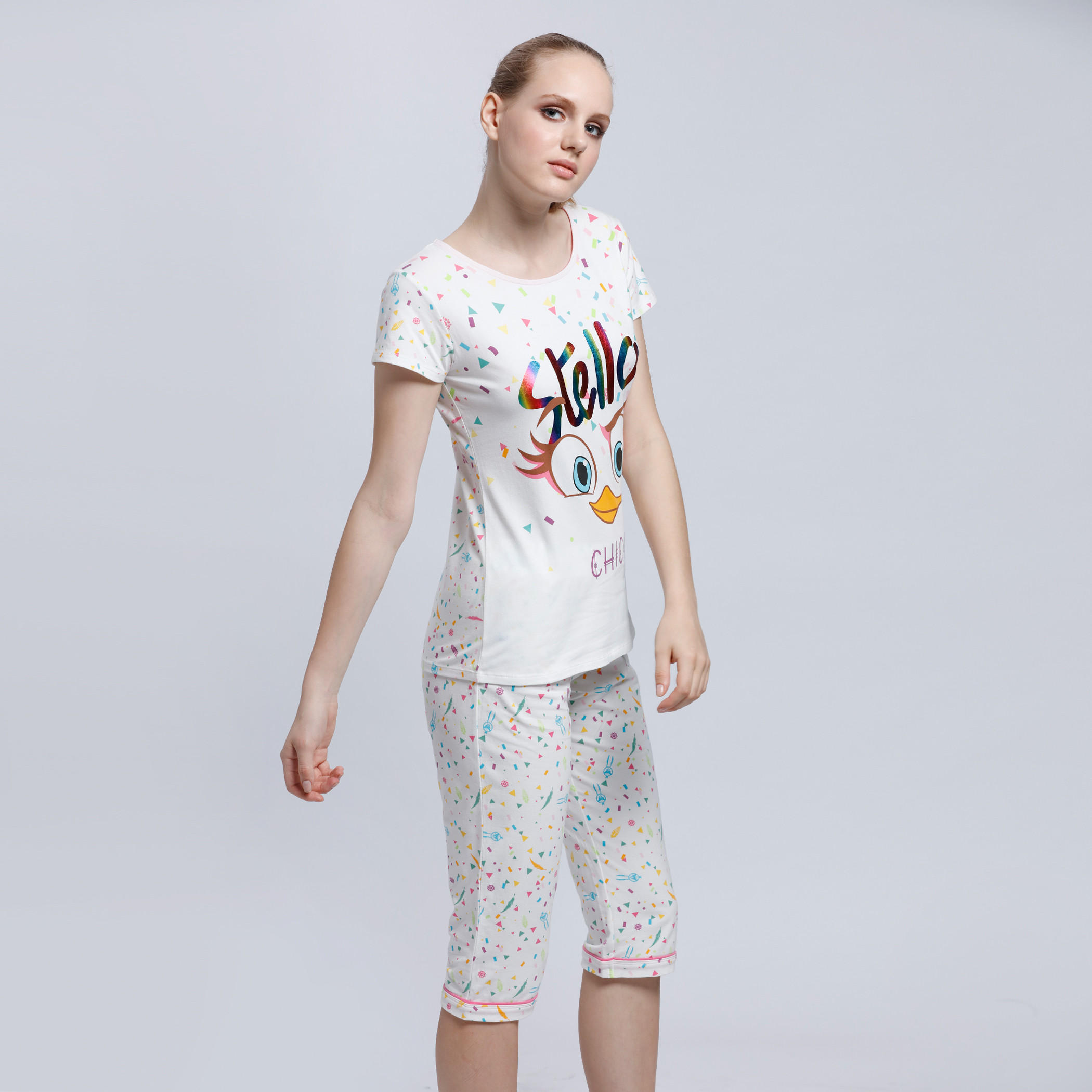 Printed Round Neck T-Shirt and Capri Set-women-clothing-nightwear-pyjamas-longsets-image-3