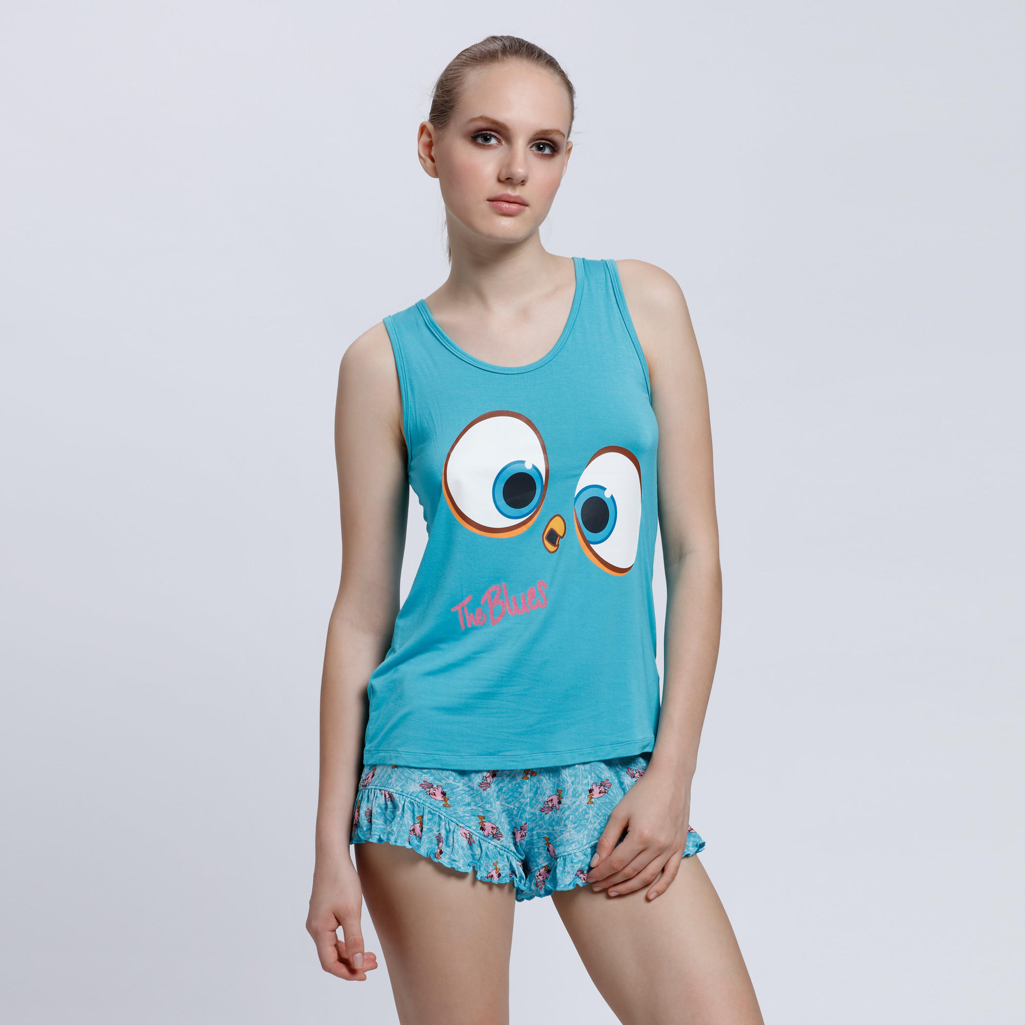 Printed Round Neck T-Shirt and Shorts Set-women-clothing-nightwear-pyjamas-longsets-image-1