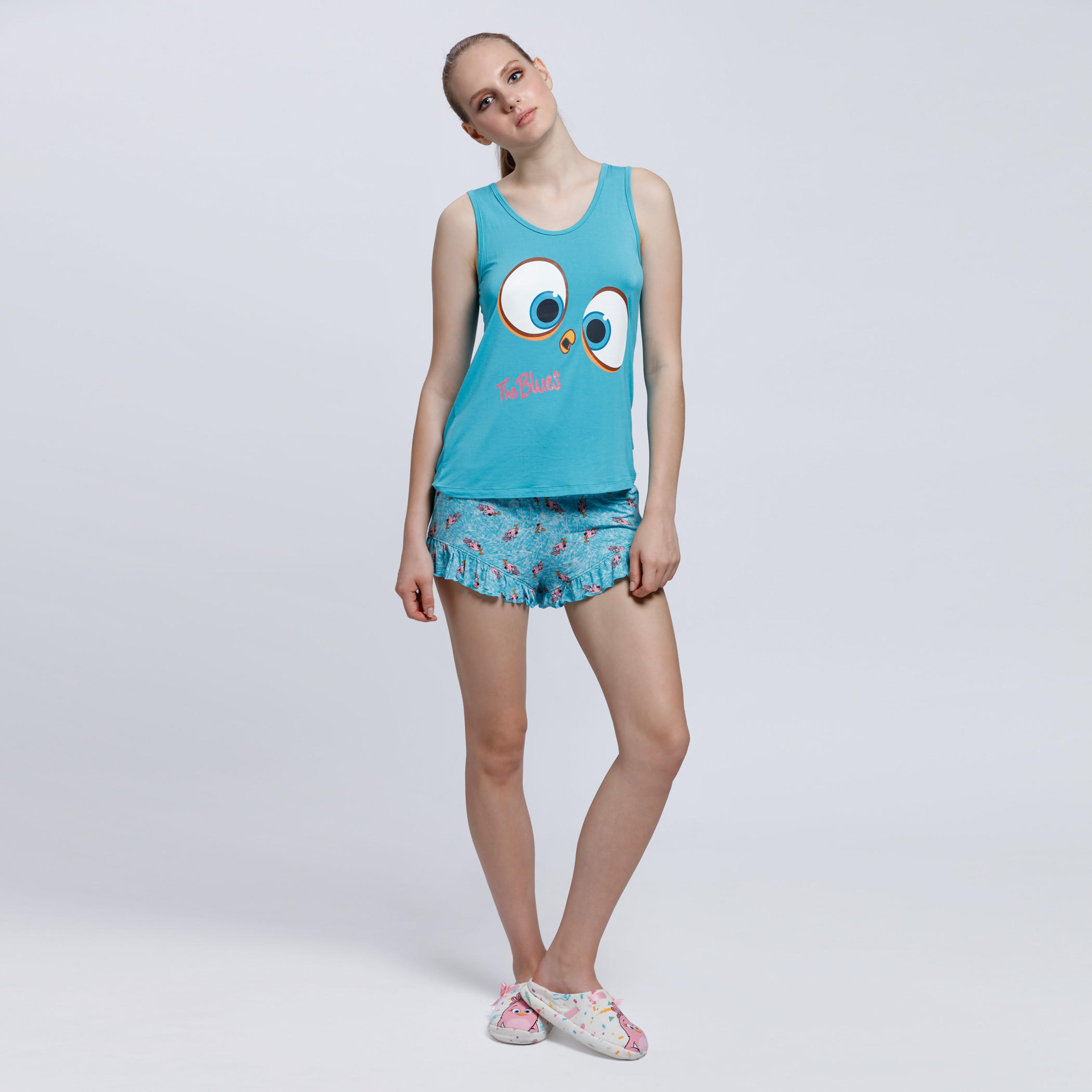 Printed Round Neck T-Shirt and Shorts Set-women-clothing-nightwear-pyjamas-longsets-image-5