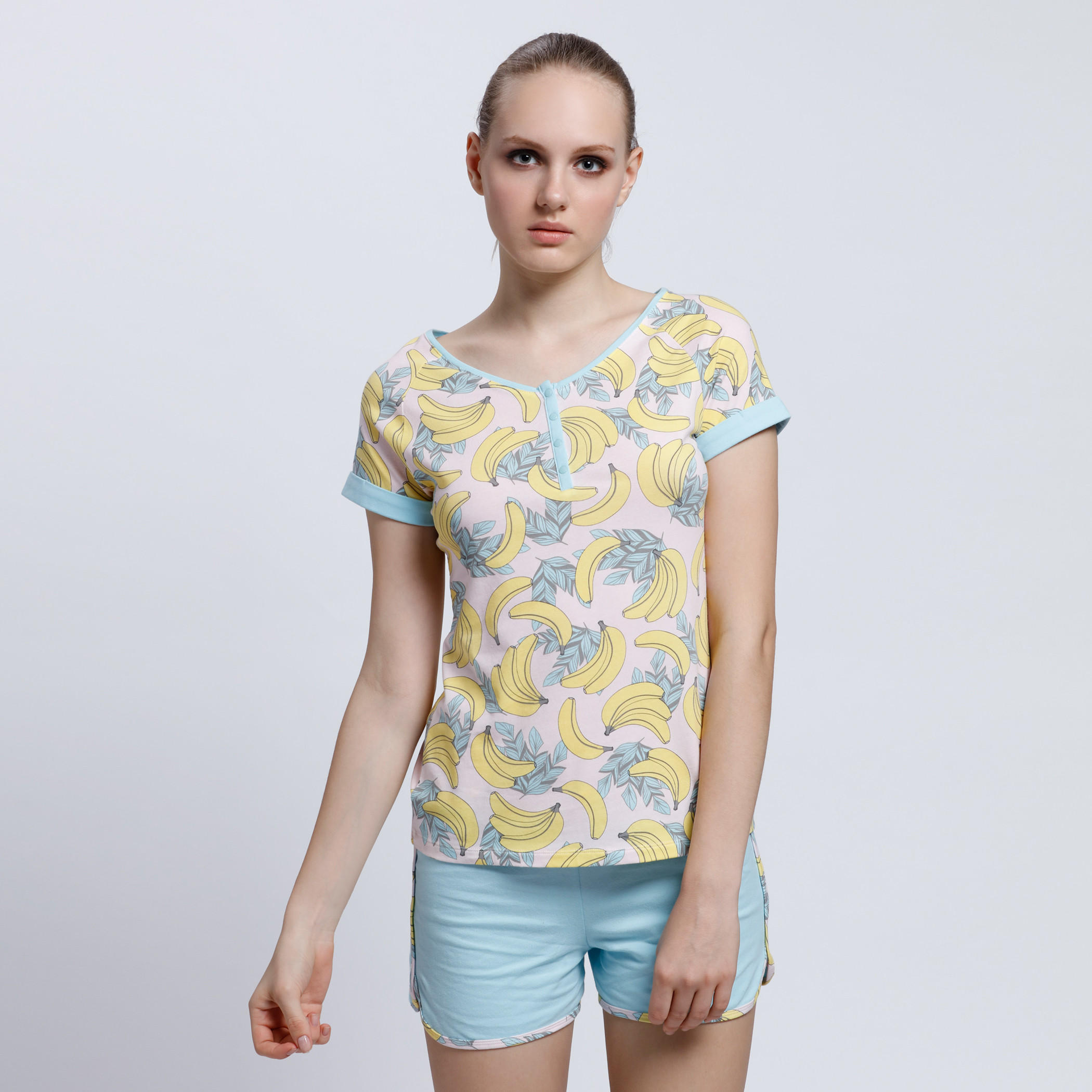 Printed Top and Shorts Set-women-clothing-nightwear-pyjamas-longsets-image-1