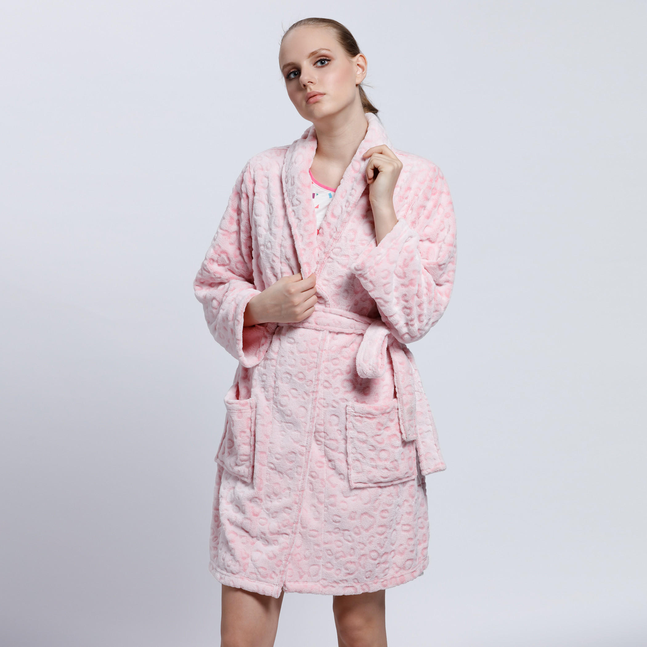 Textured Robe with Long Sleeves and Tie Up-women-clothing-nightwear-robes-image-1