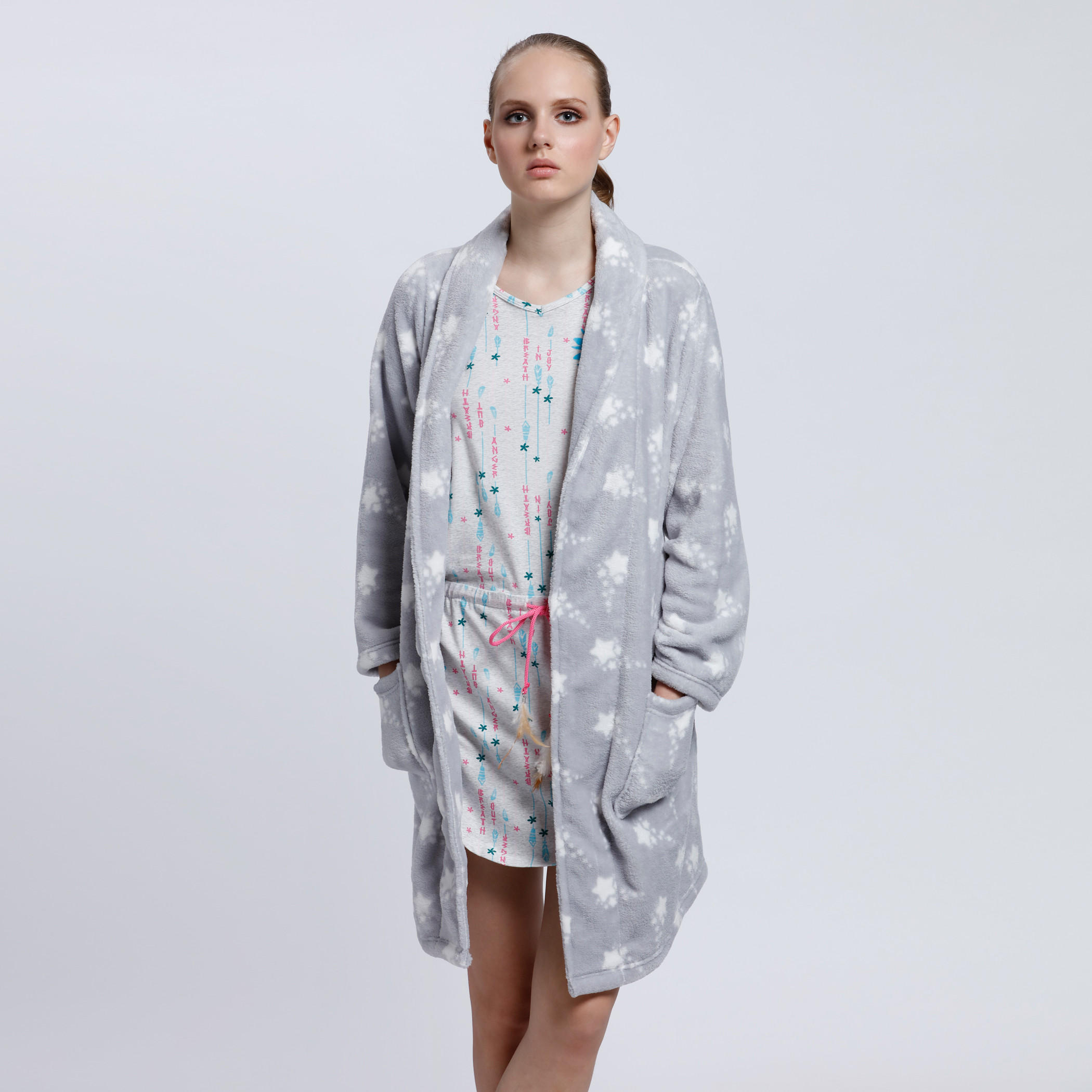 Printed Robe with Long Sleeves and Tie Up Back-women-clothing-nightwear-robes-image-1