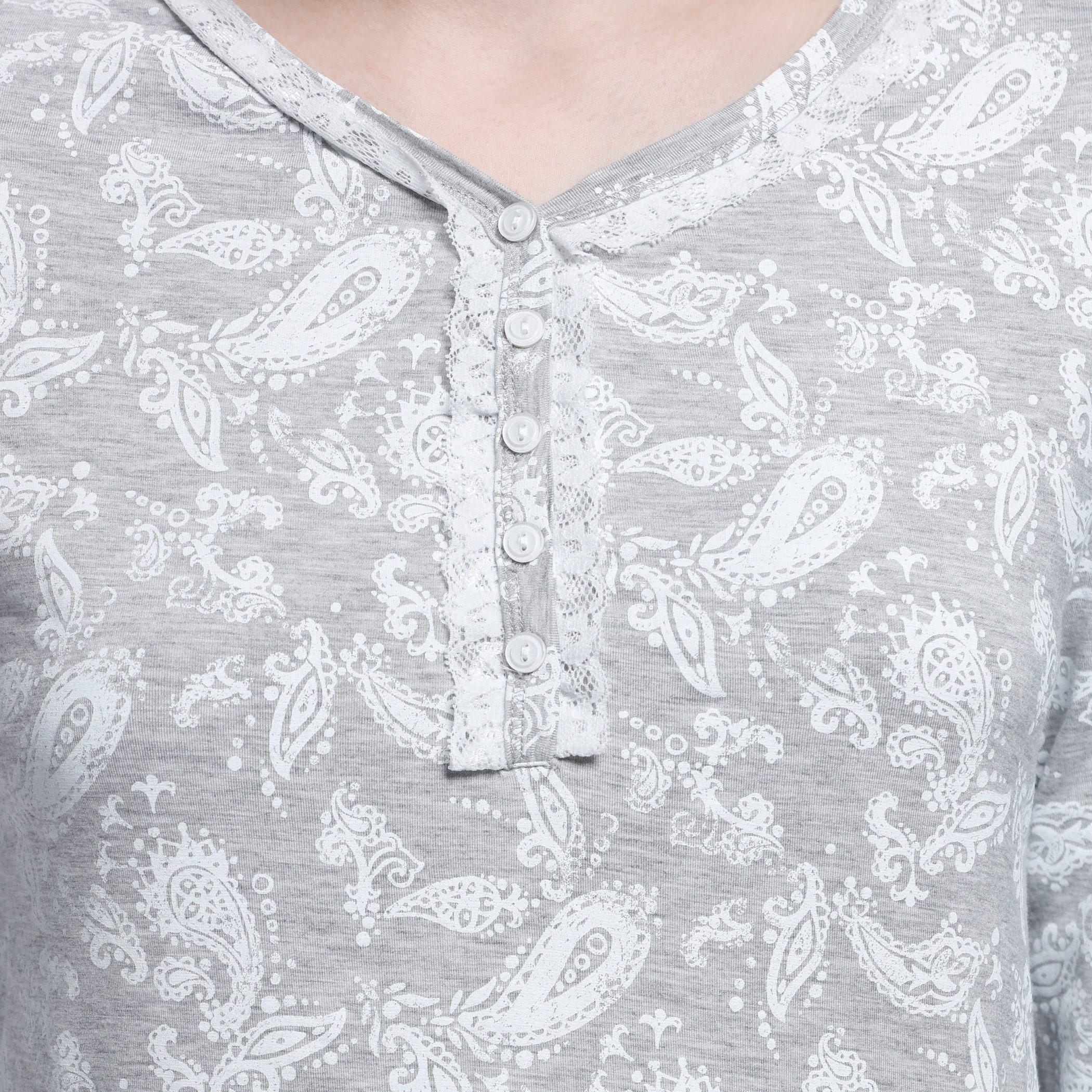 Printed Midi Dress with Round Neck and Short Sleeves-women-clothing-nightwear-nighties-image-4