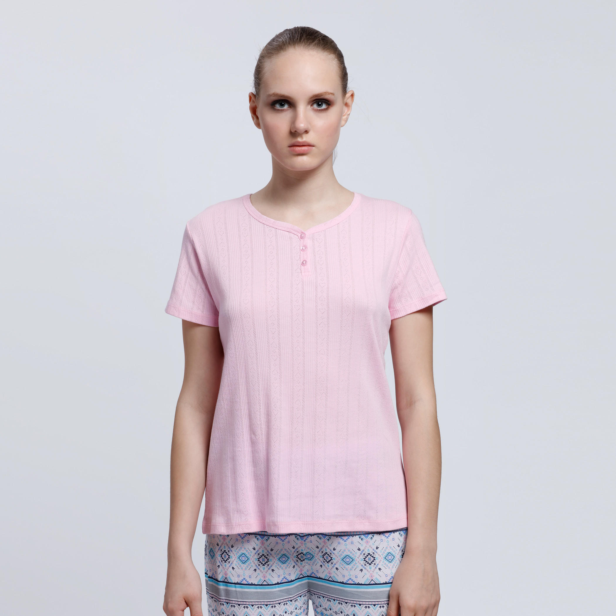 Short Sleeves T-Shirt with 3/4 Length Pants Set-women-clothing-nightwear-pyjamas-longsets-image-4