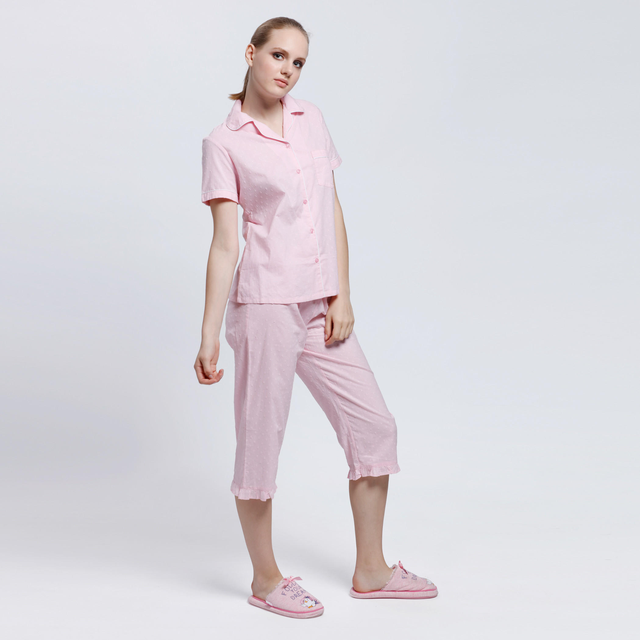 Short Sleeves Shirt and Capri Set-women-clothing-nightwear-pyjamas-longsets-image-3