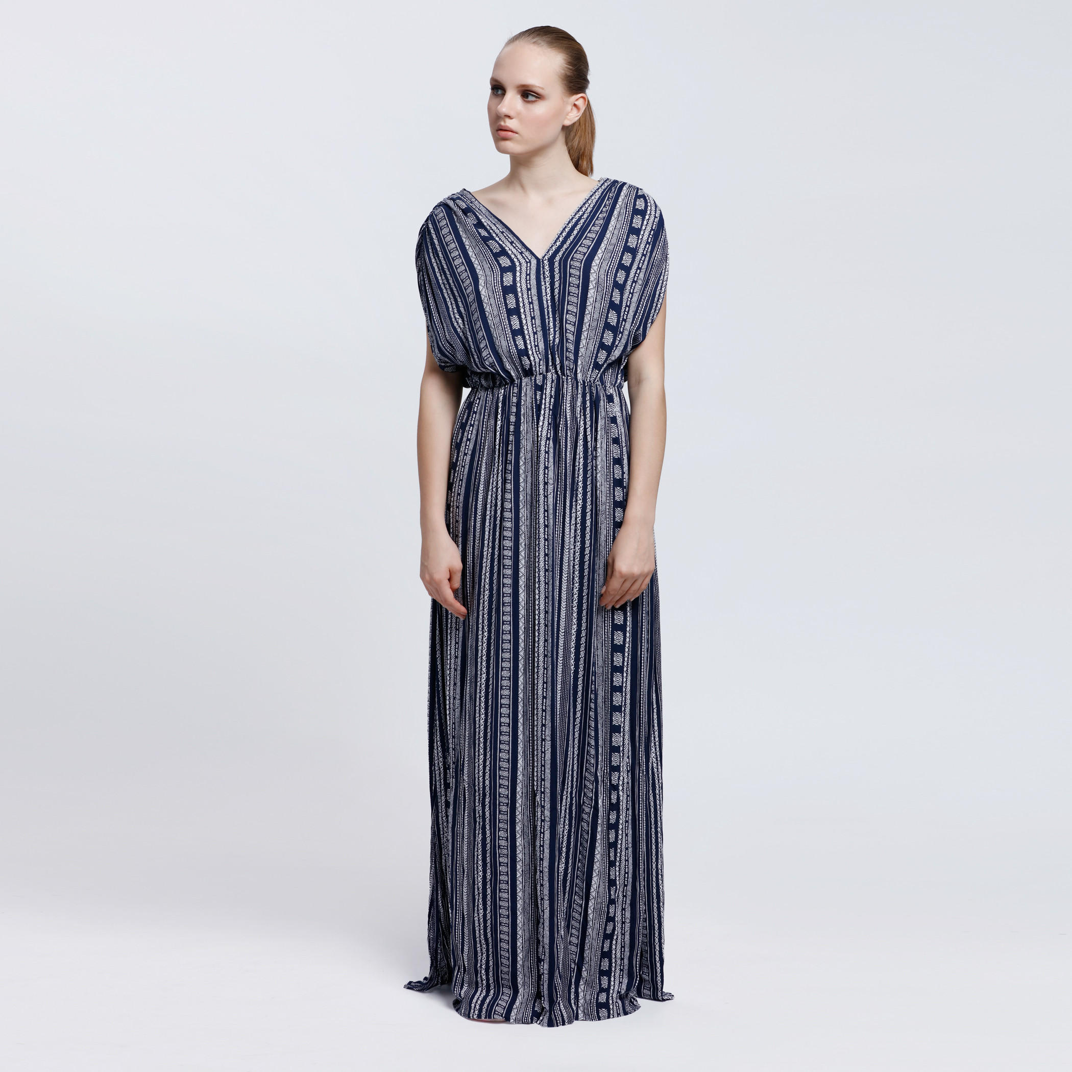 Printed Maxi Dress with Short Sleeves-women-clothing-nightwear-nighties-image-1