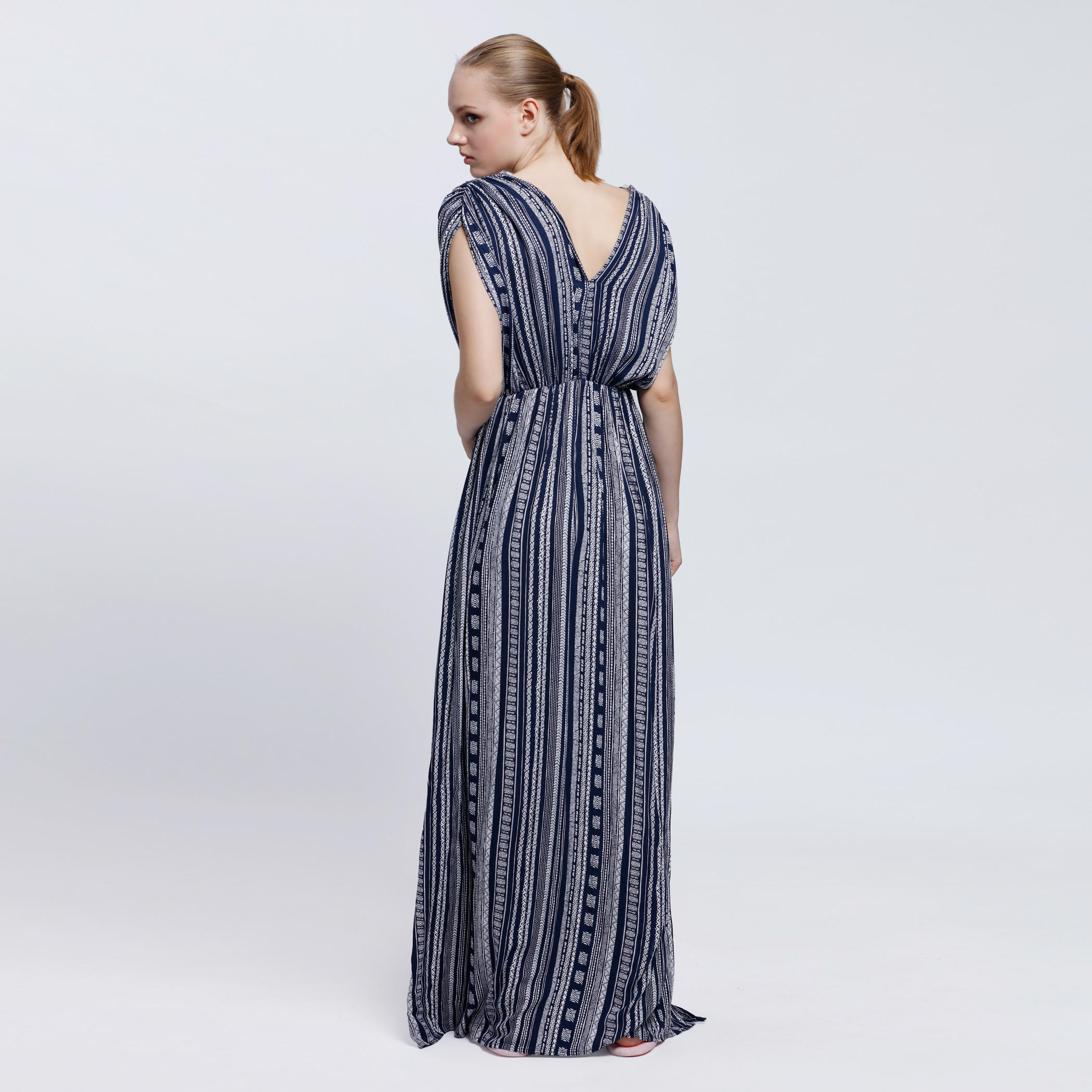 Printed Maxi Dress with Short Sleeves-women-clothing-nightwear-nighties-image-2