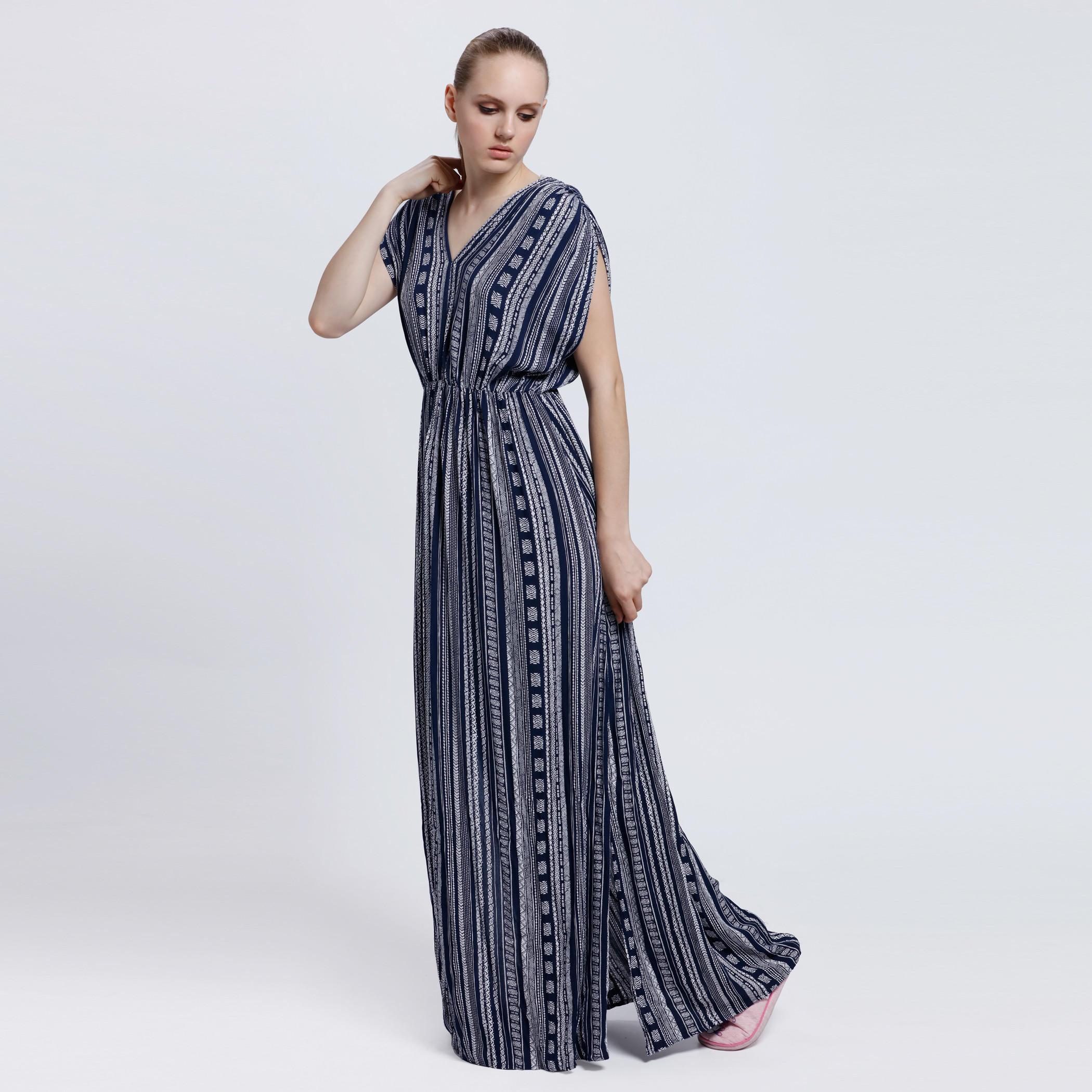 Printed Maxi Dress with Short Sleeves-women-clothing-nightwear-nighties-image-3