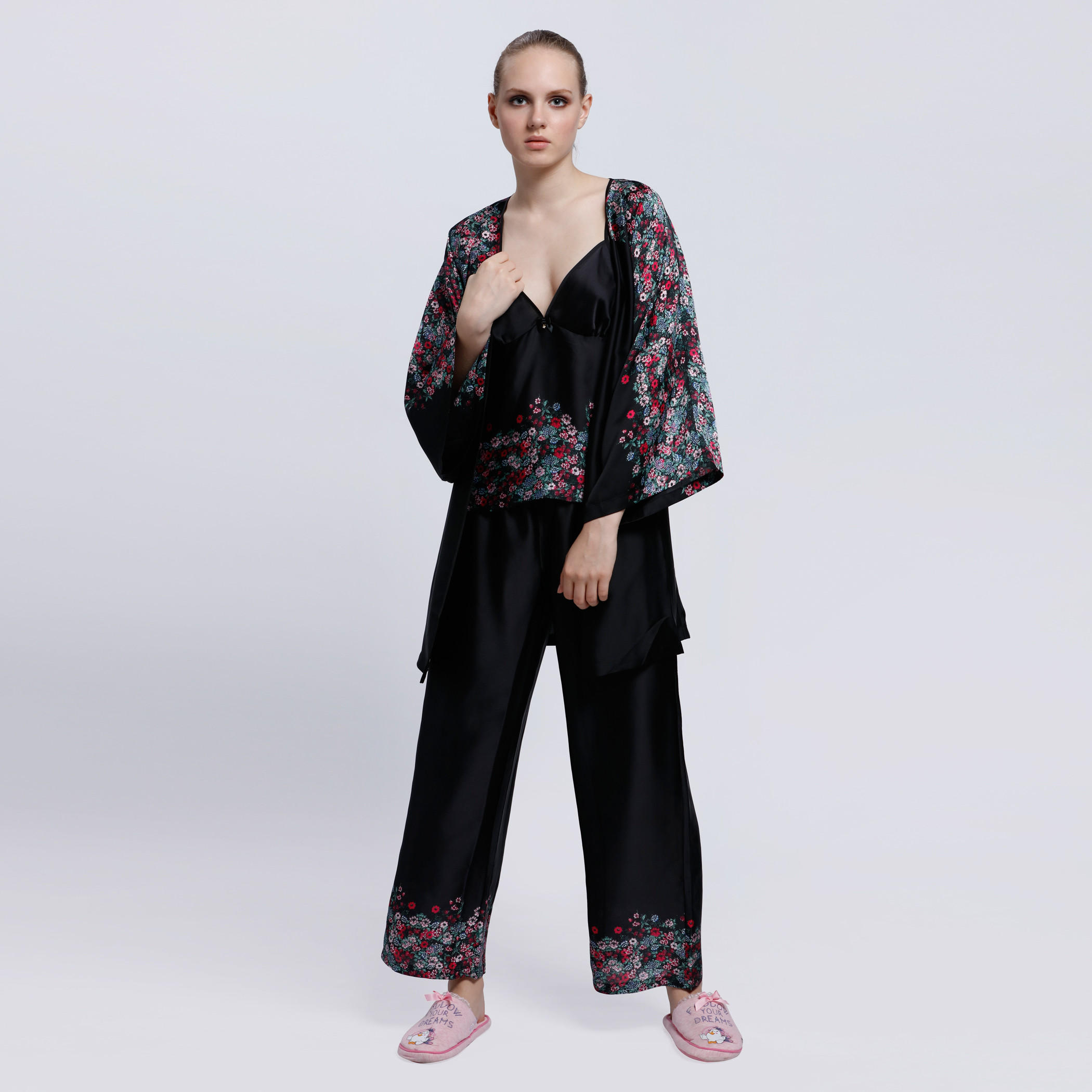 Printed Kimono Robe with Flared Sleeves-women-clothing-nightwear-robes-image-5