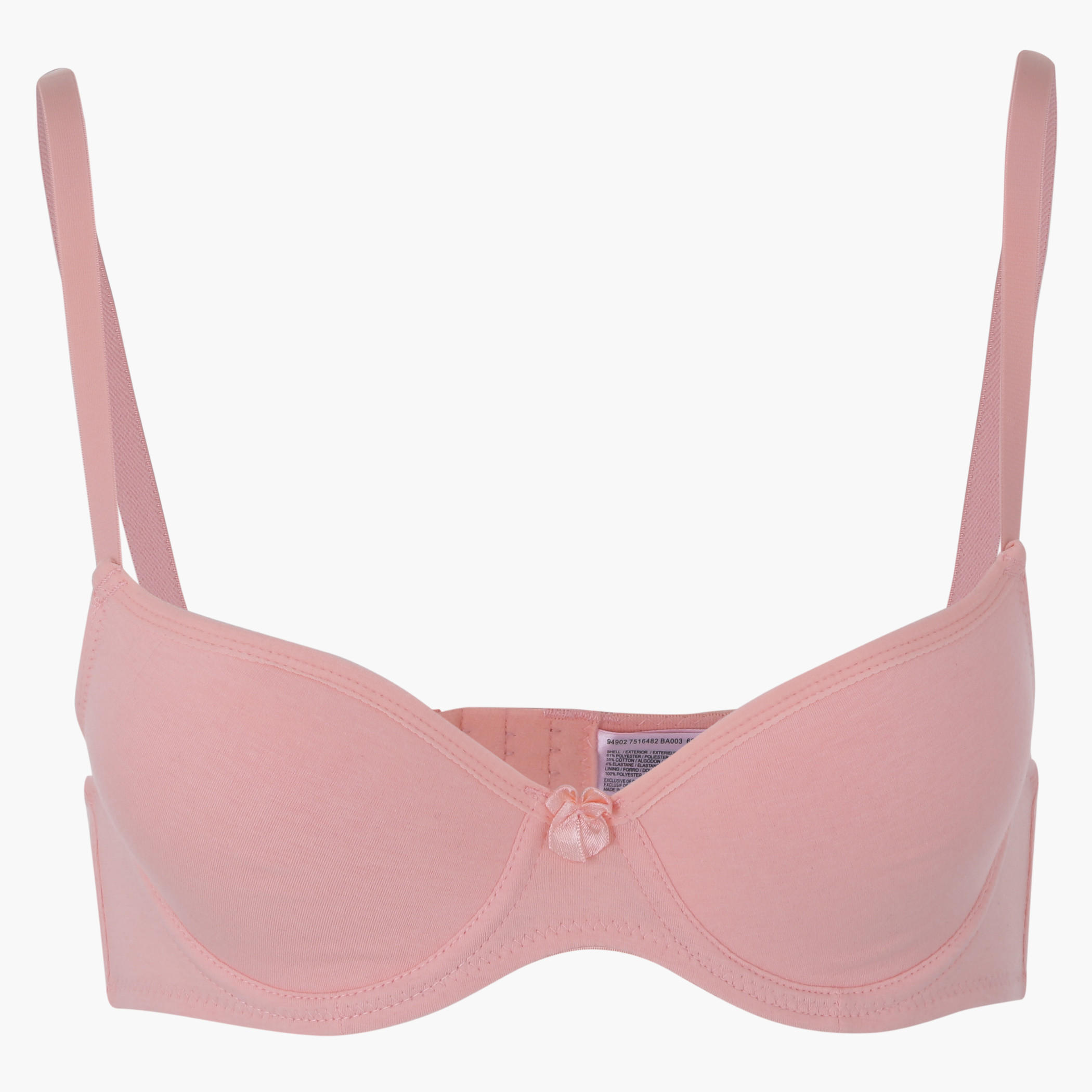 Padded Bra with Adjustable Straps and Bow Applique-women-clothing-lingerie-bras-image-1
