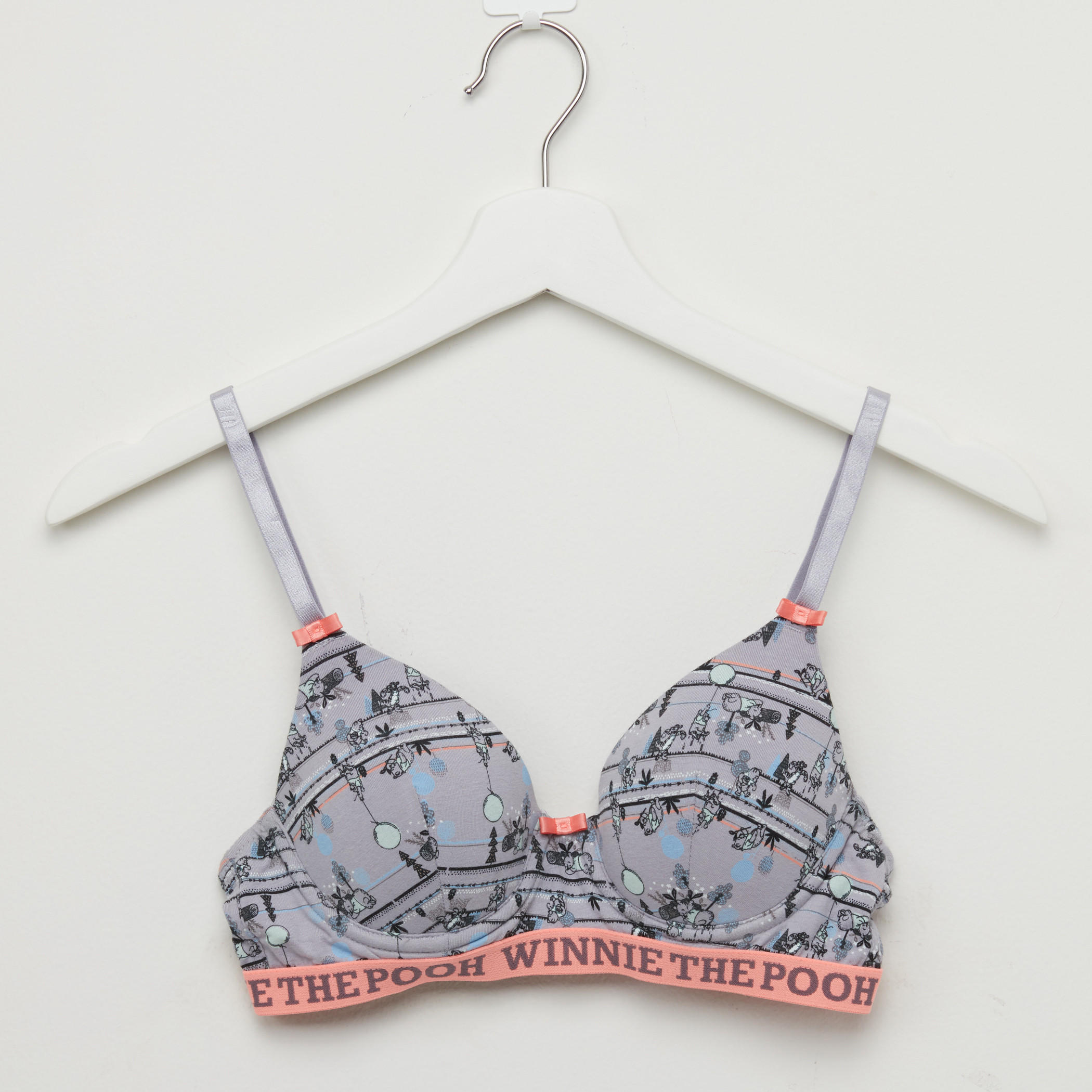 Printed Plunge Bra with Hook and Eye Closure-women-clothing-lingerie-bras-image-1