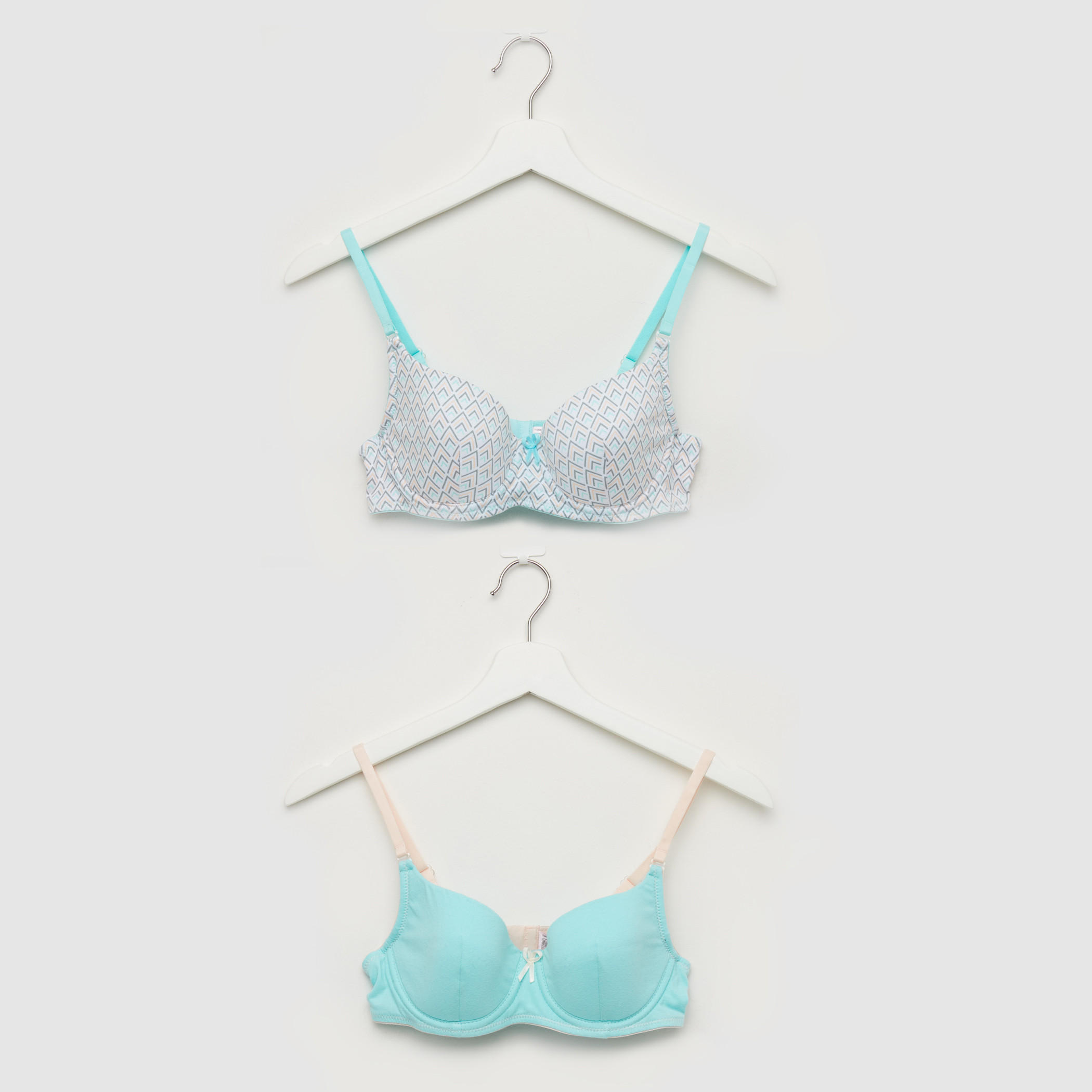 صدريّة تيشيرت مبطّنة بمشبك إغلاق ناعم - طقم من قطعتين متنوعتين-women-clothing-lingerie-bras-image-1
