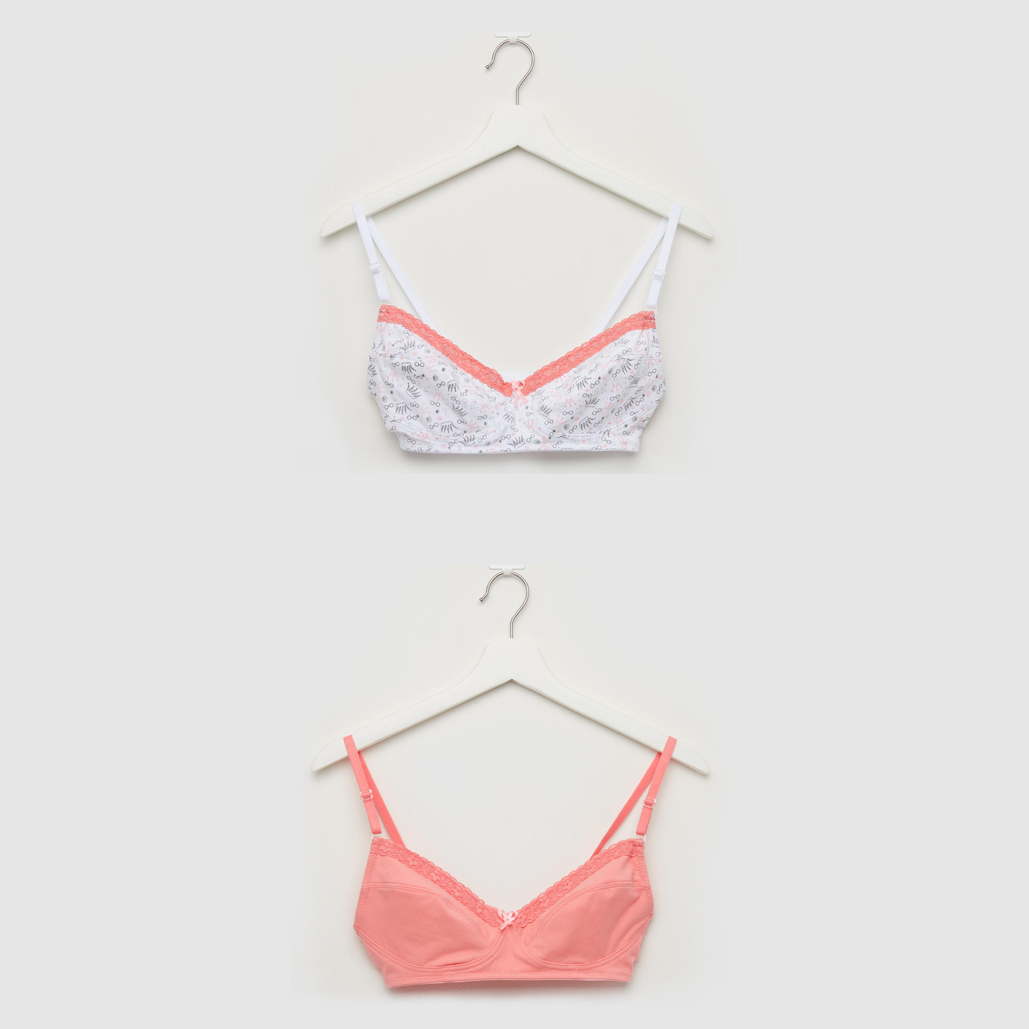 صدريّة غير مبطّنة بتفاصيل دانتيل ومشبك إغلاق ناعم - طقم من قطعتين-women-clothing-lingerie-bras-image-1