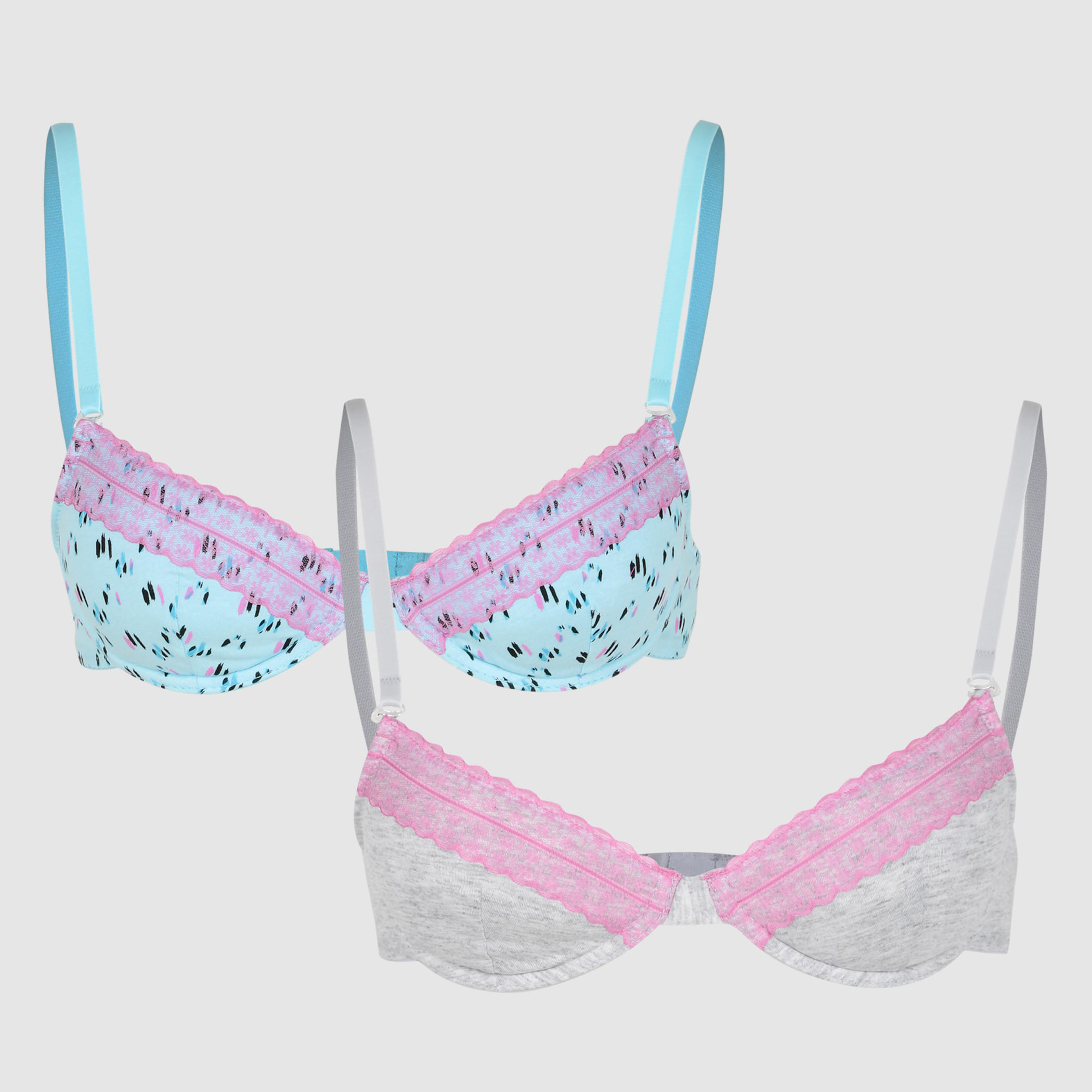 صدريّة مبطّنة بحمّالات رفيعة وتفاصيل دانتيل - طقم من قطعتين-women-clothing-lingerie-bras-image-1