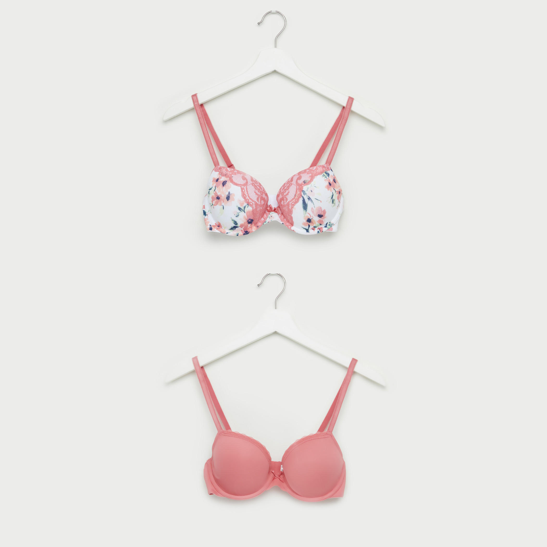 صدريّة مبطّنة بتفاصيل دانتيل ومشبك إغلاق ناعم - طقم من قطعتين-women-clothing-lingerie-bras-image-1