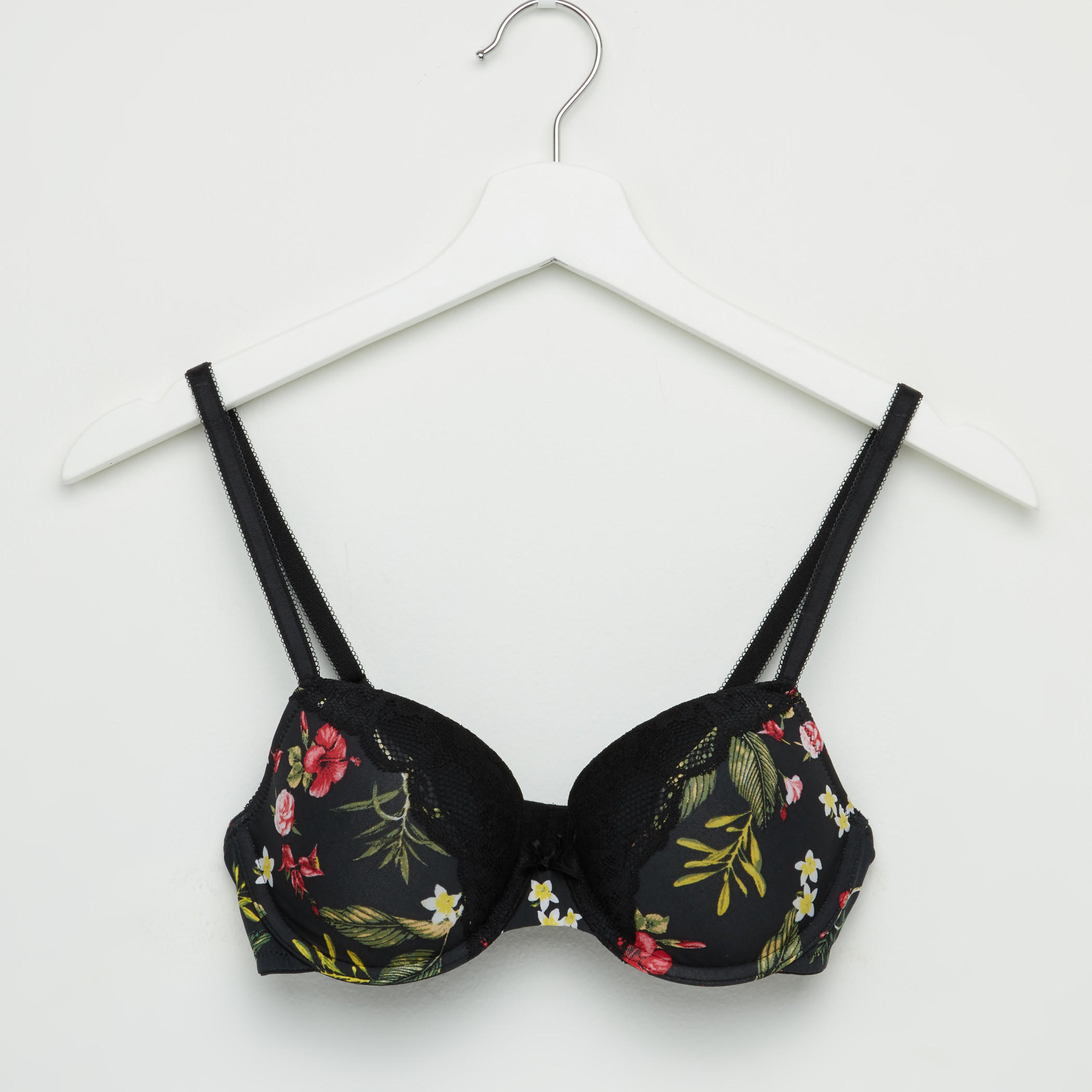 Lace Detail Padded Plunge Bra with Adjustable Straps - Set of 2-women-clothing-lingerie-bras-image-3