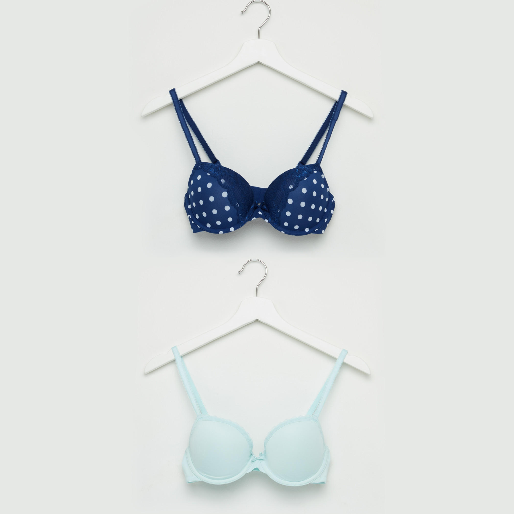 صدريّة مبطّنة بتفاصيل دانتيل ومشبك إغلاق ناعم - طقم من قطعتين-women-clothing-lingerie-bras-image-1