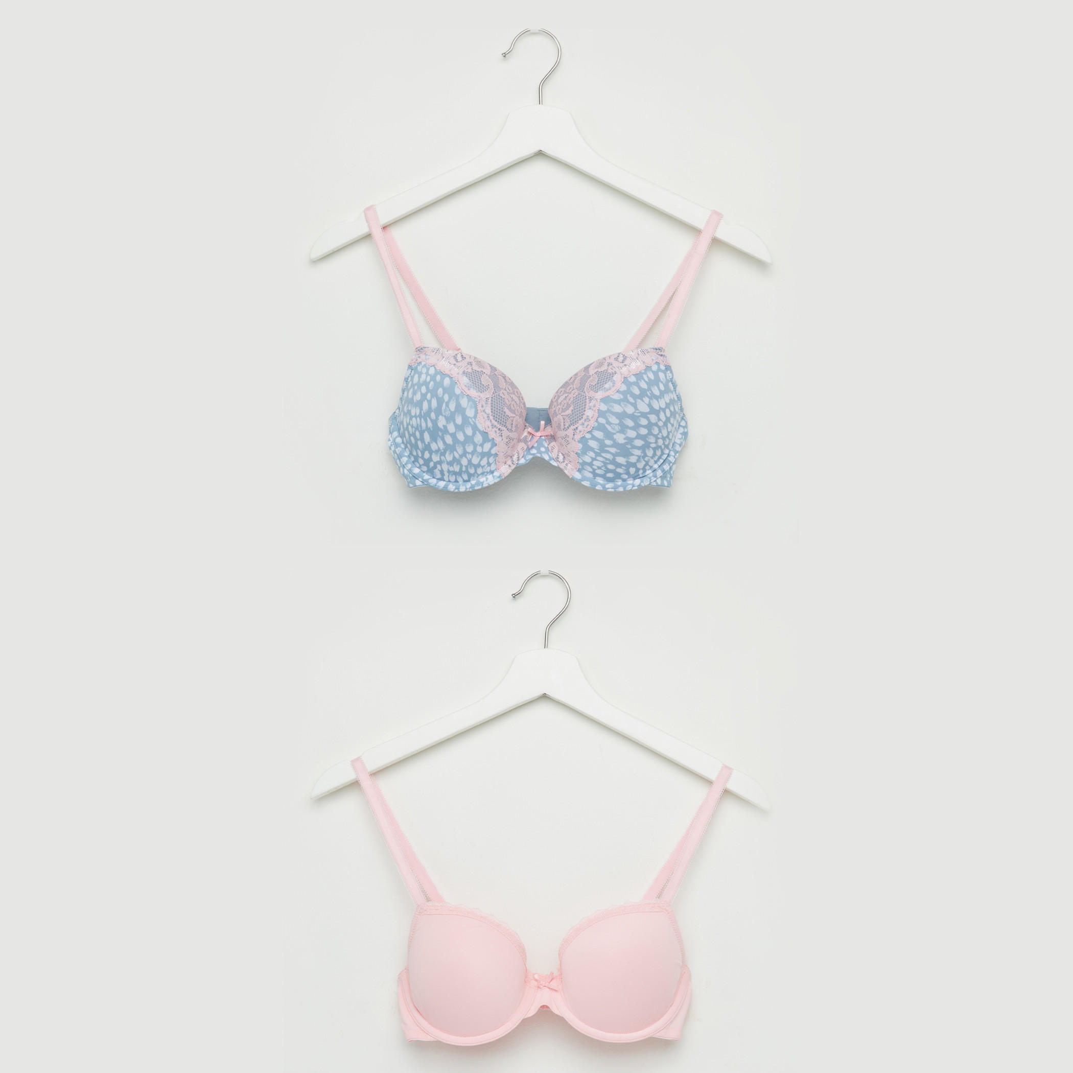 صدريّة مبطّنة بتفاصيل دانتيل ومشبك إغلاق ناعم - طقم من قطعتين-women-clothing-lingerie-bras-image-1