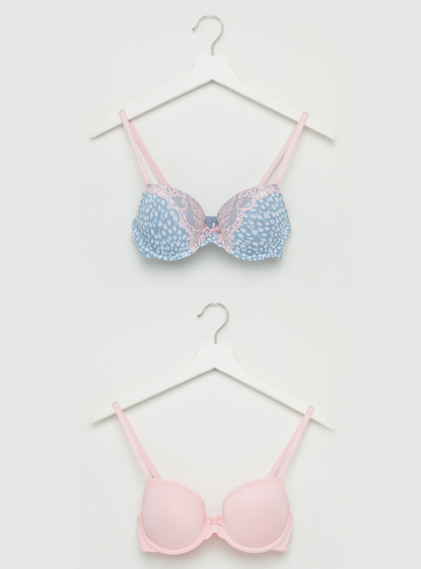 صدريّة مبطّنة بتفاصيل دانتيل ومشبك إغلاق ناعم - طقم من قطعتين-women-clothing-lingerie-bras-image-1