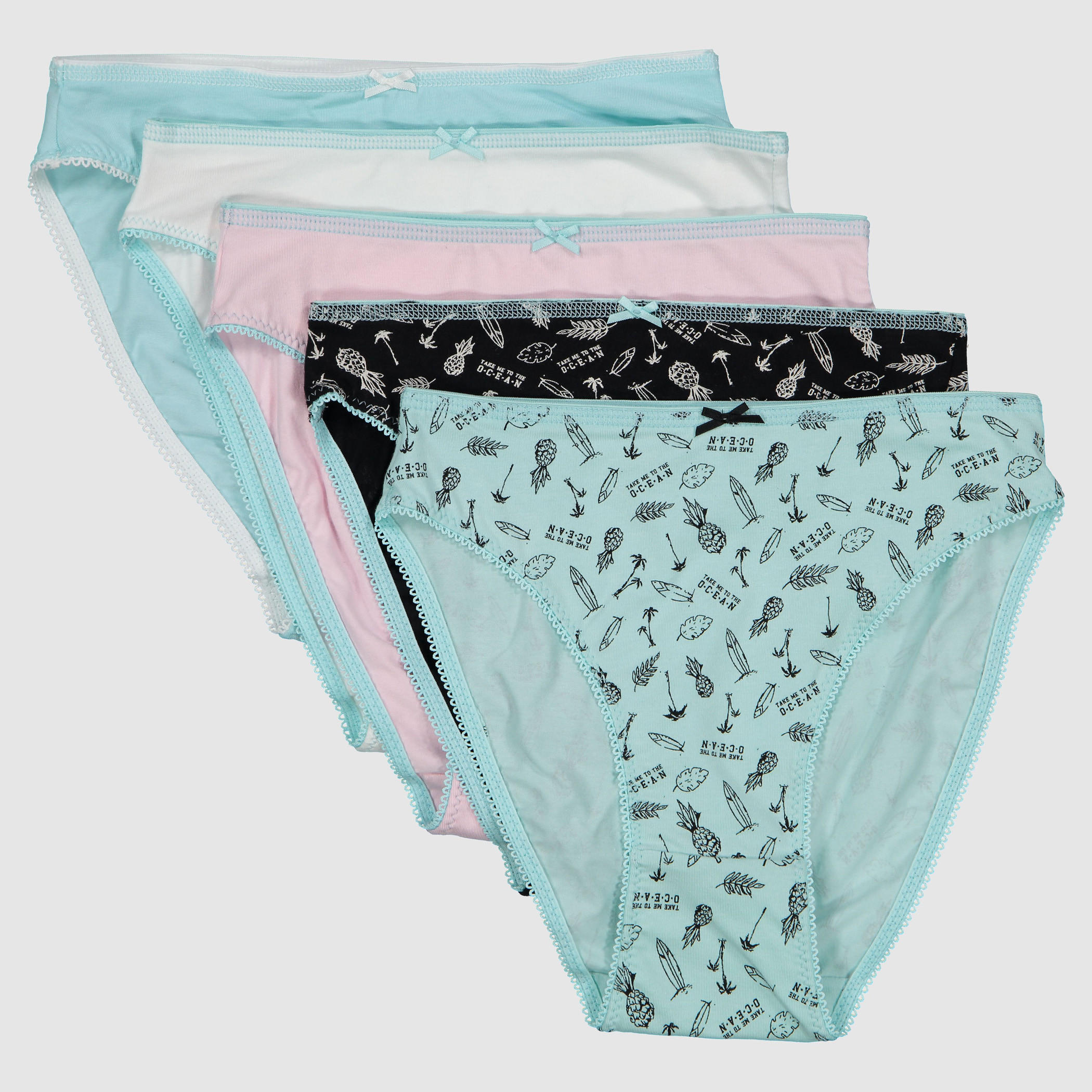 سراويل داخلية متنوعة بخصر مطّاطي - طقم من 5 قطع-women-clothing-lingerie-panties-image-1