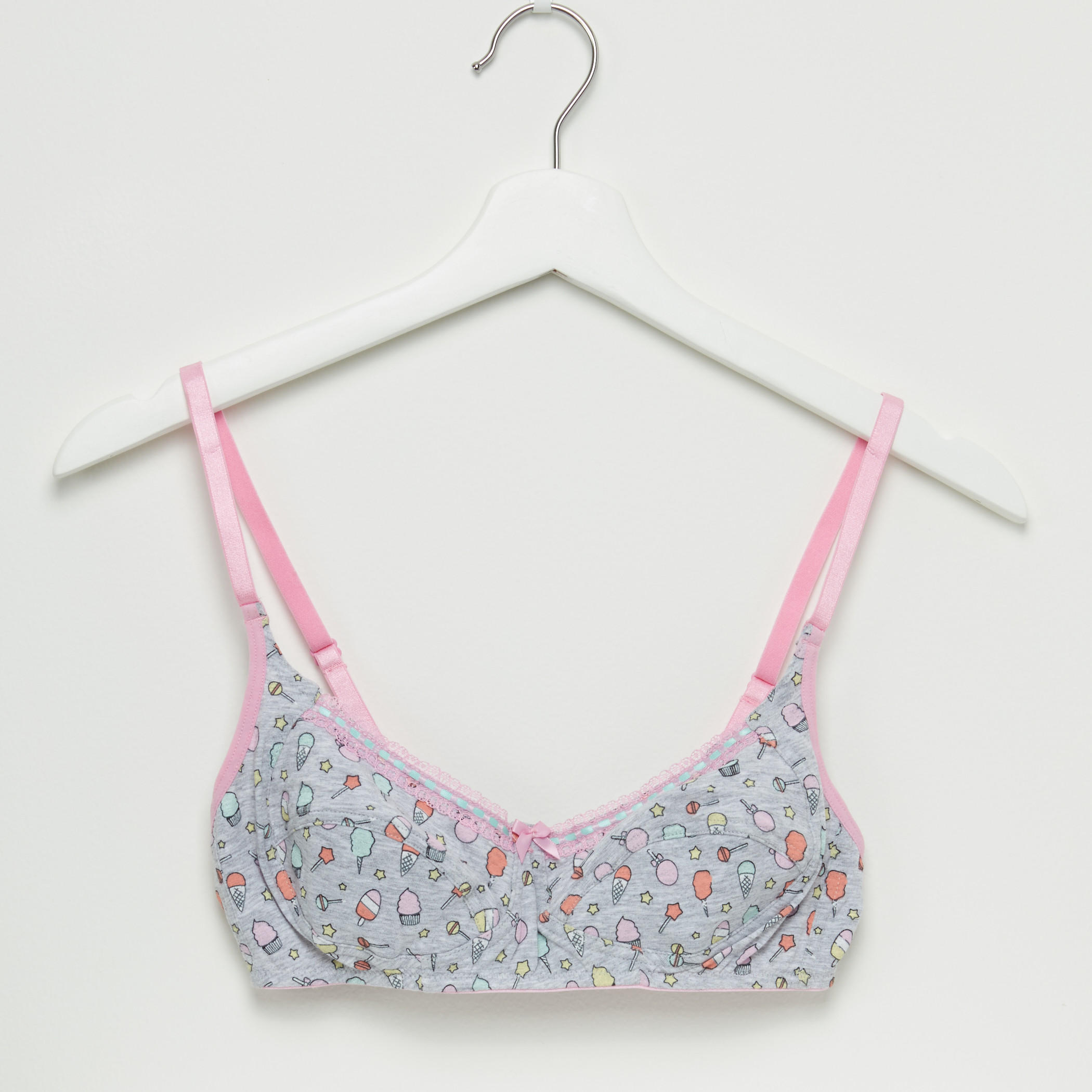 صدريّة بحمّالات قابلة للتعديل ومشبك إغلاق وتفاصيل دانتيل - طقم من قطعتين-women-clothing-lingerie-bras-image-2