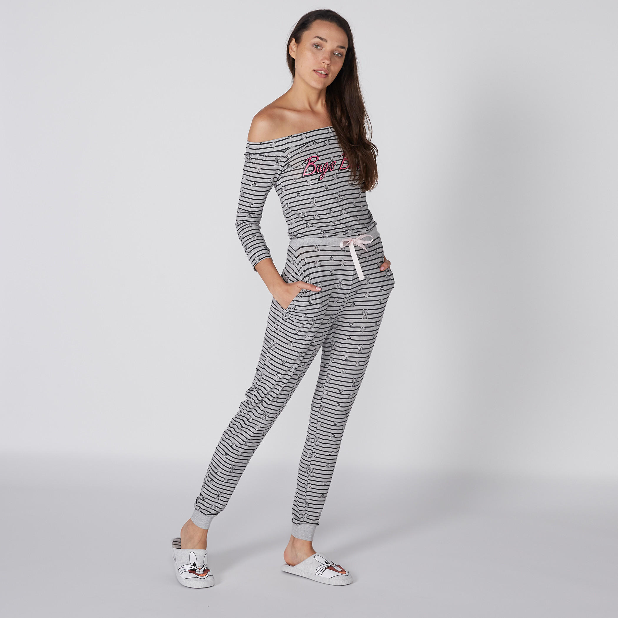 Bugs Bunny Printed Off Shoulder Jumpsuit-women-clothing-jumpsuits-image-1