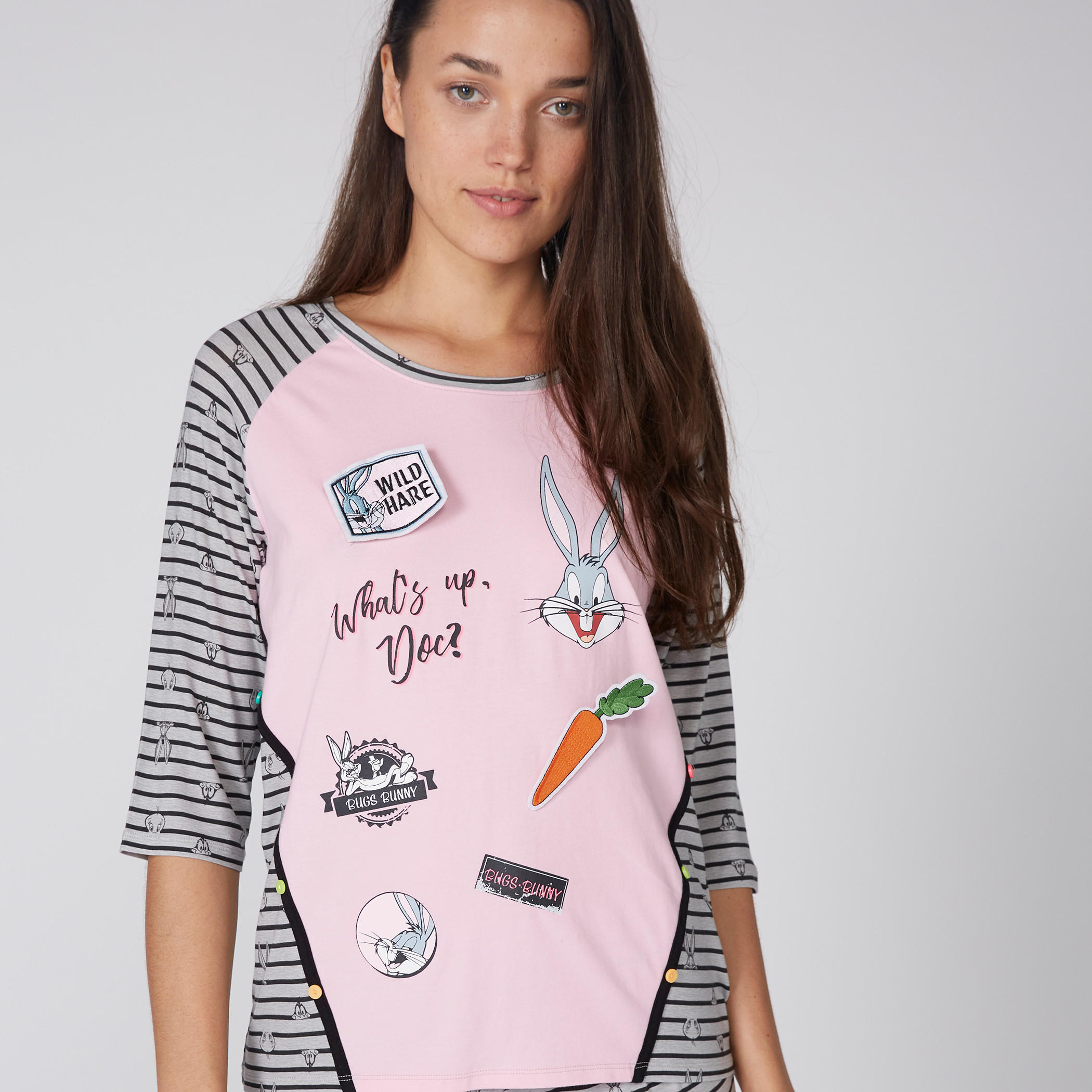 Printed T-Shirt and Full Length Pyjama Set-women-clothing-nightwear-pyjamas-longsets-image-2