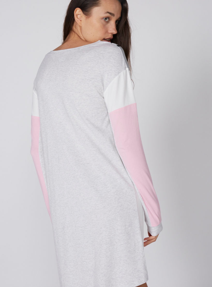 Bugs Bunny Printed Sleep Dress with Round Neck and Long Sleeves-women-clothing-nightwear-nighties-image-3