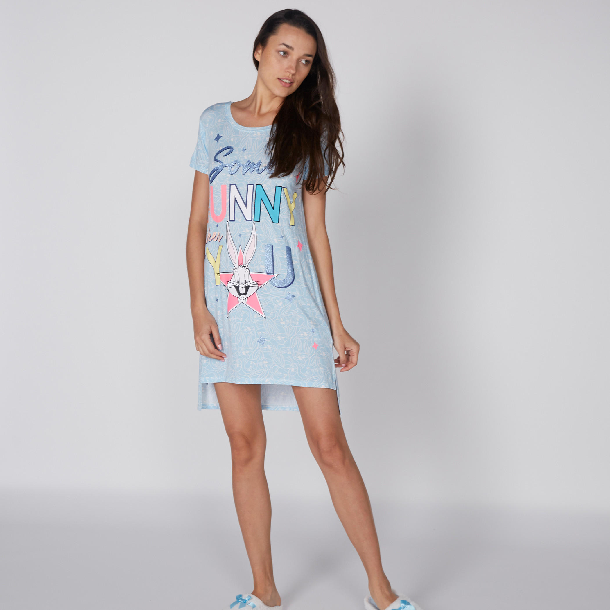 Printed Sleepshirt with High-Low Hem-women-clothing-nightwear-nighties-image-1