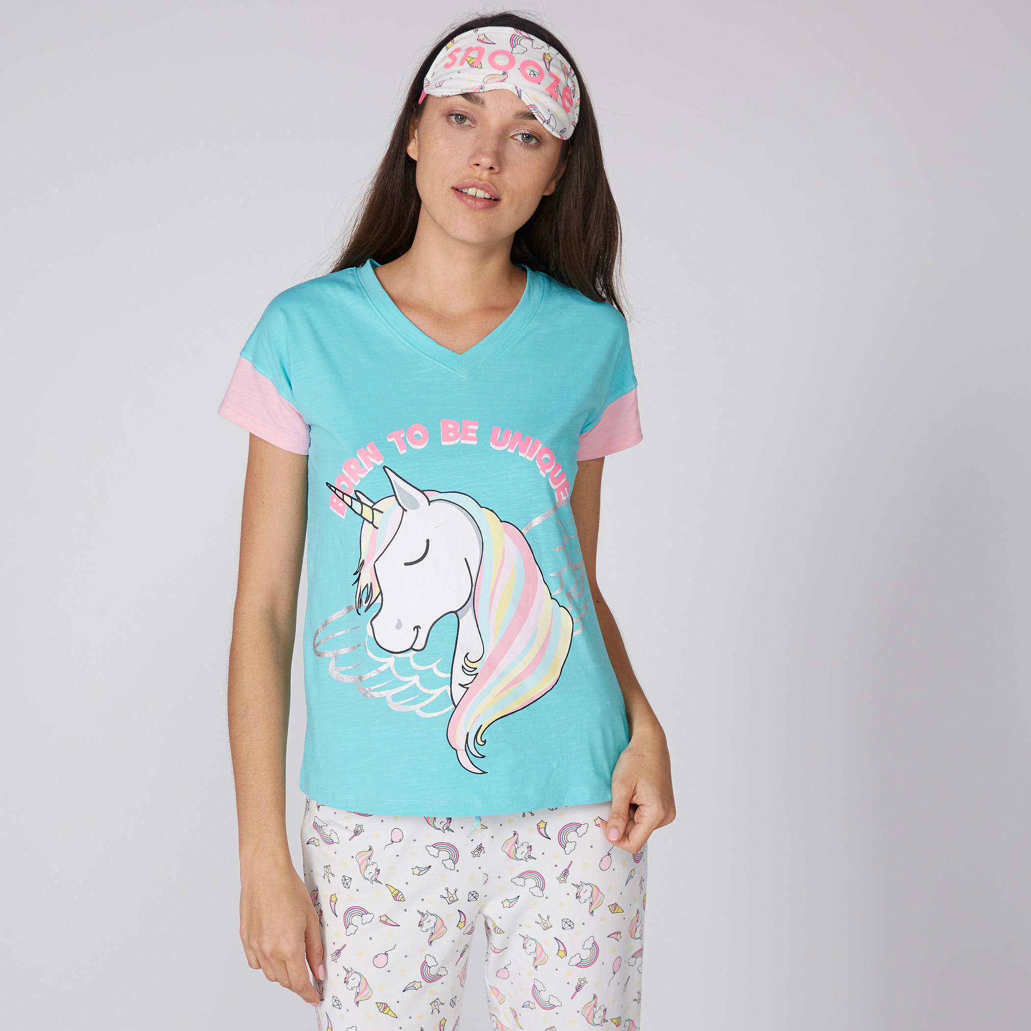 طقم تيشيرت وبنطال بيجاما بطبعات-women-clothing-nightwear-pyjamas-longsets-image-3