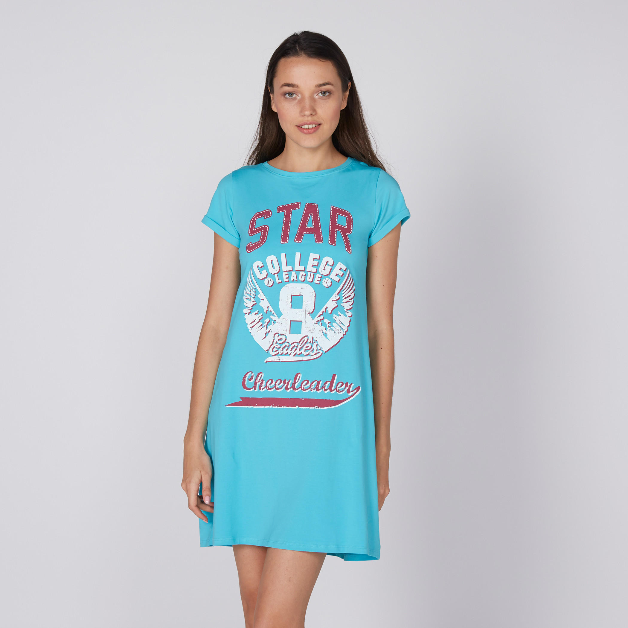 قميص نوم بياقة مستديرة وطبعات - طقم من قطعتين-women-clothing-nightwear-nighties-image-1