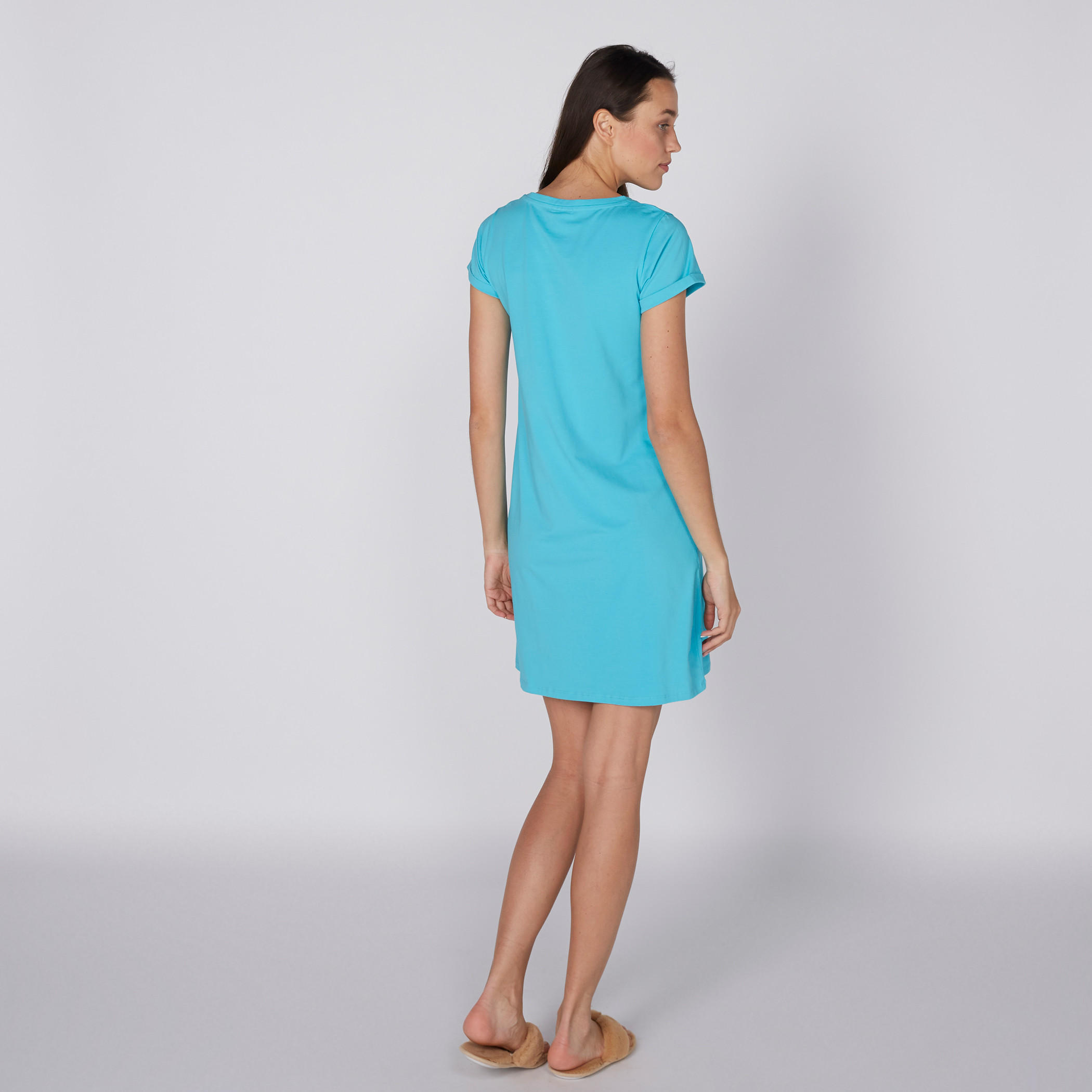 قميص نوم بياقة مستديرة وطبعات - طقم من قطعتين-women-clothing-nightwear-nighties-image-3