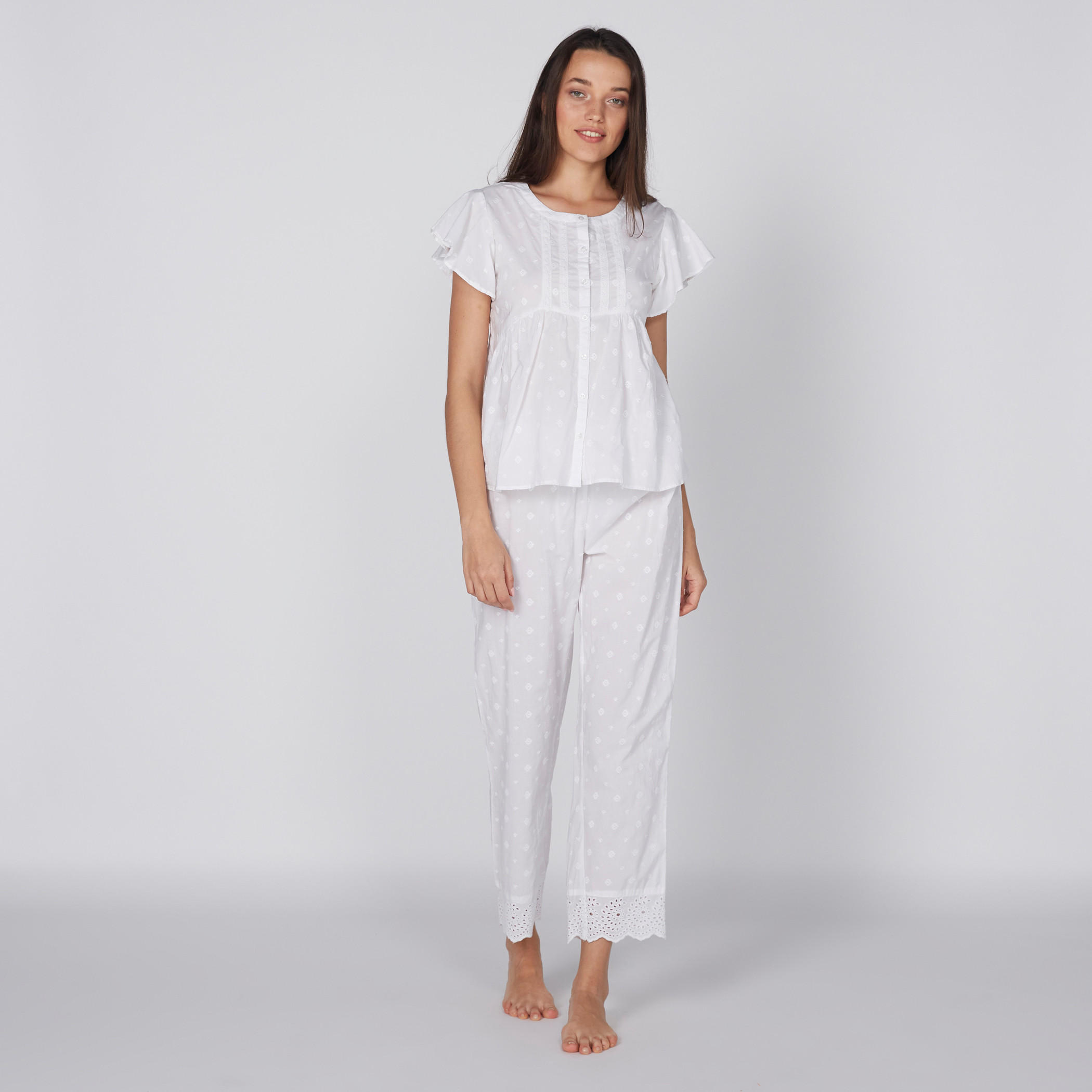Embroidered Shirt and Pyjama Set-women-clothing-nightwear-pyjamas-longsets-image-1